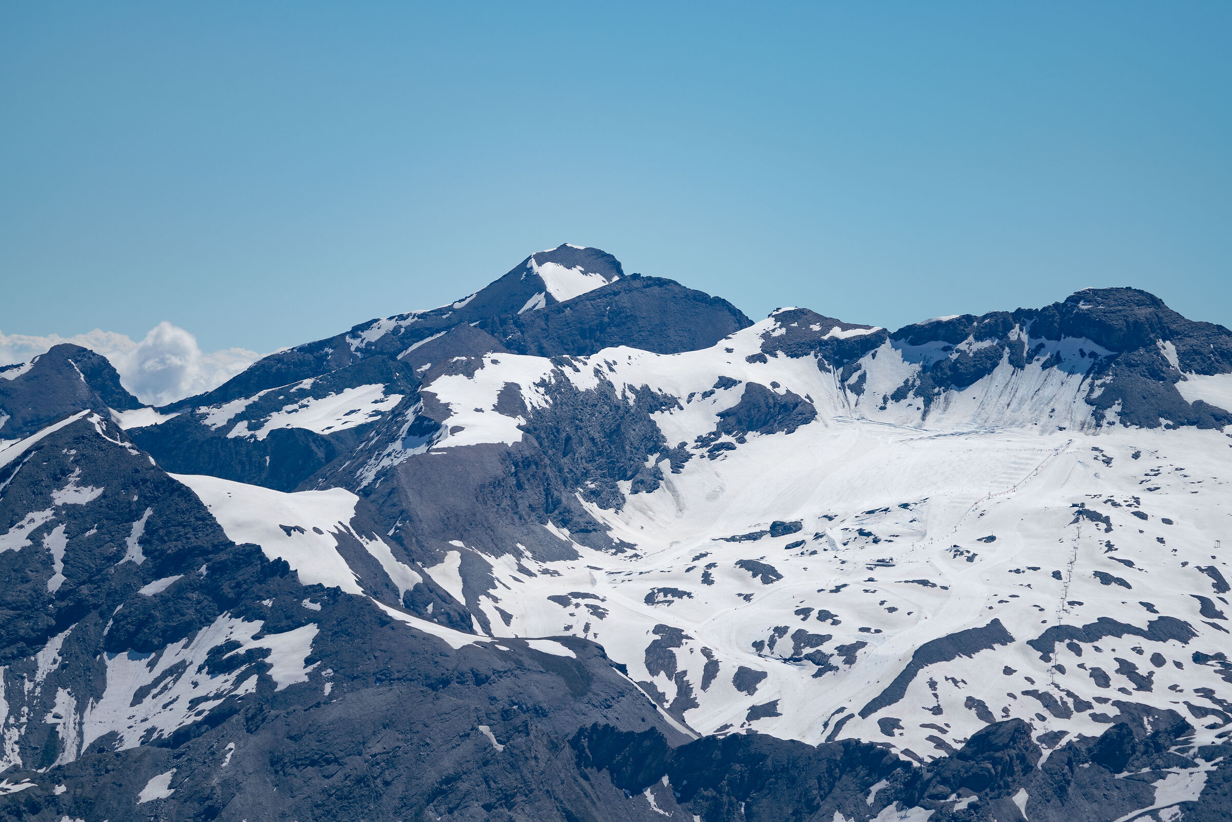 Aiguille Rousse and ski slopes with Iseran