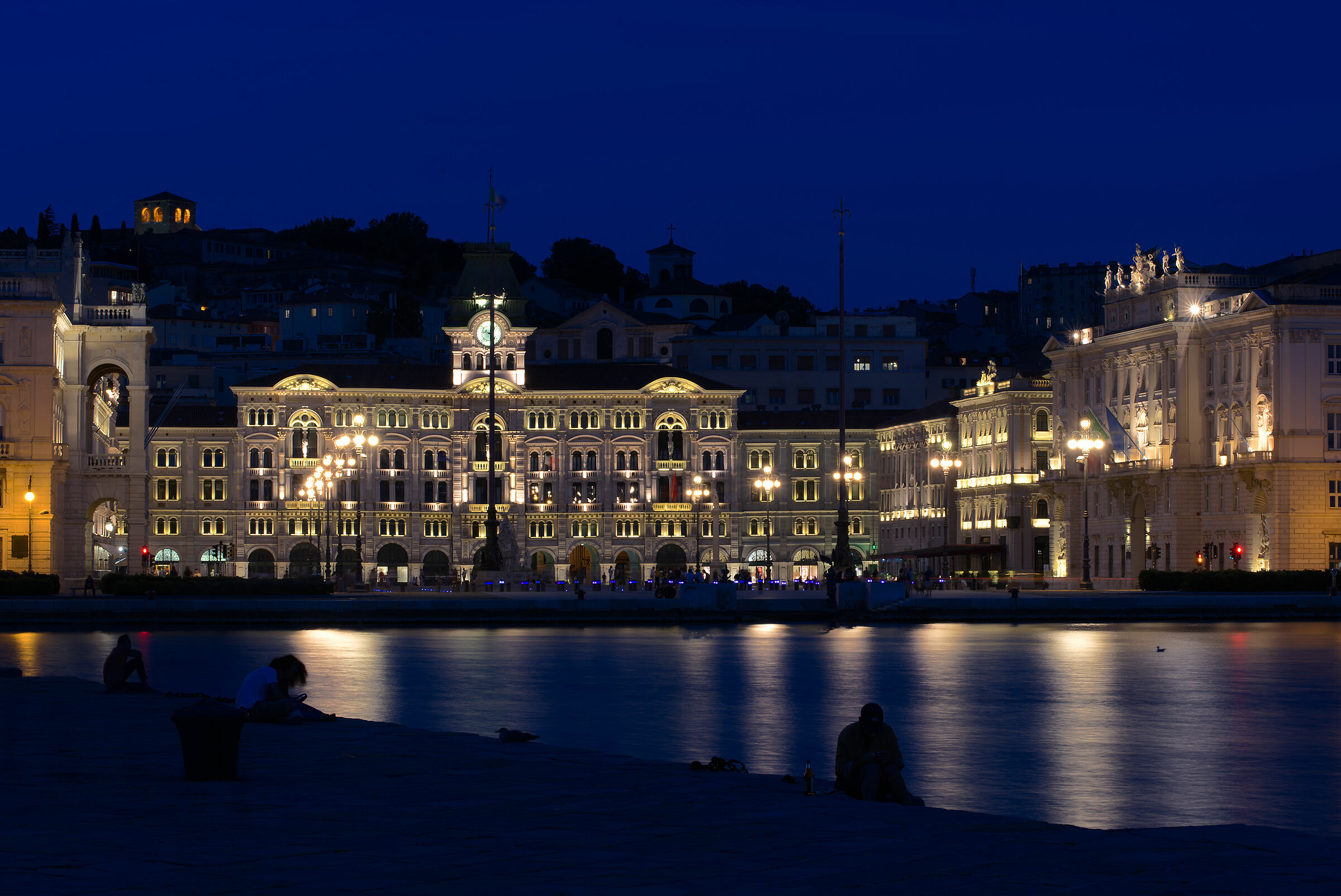 Unit Square of Trieste at blue time.