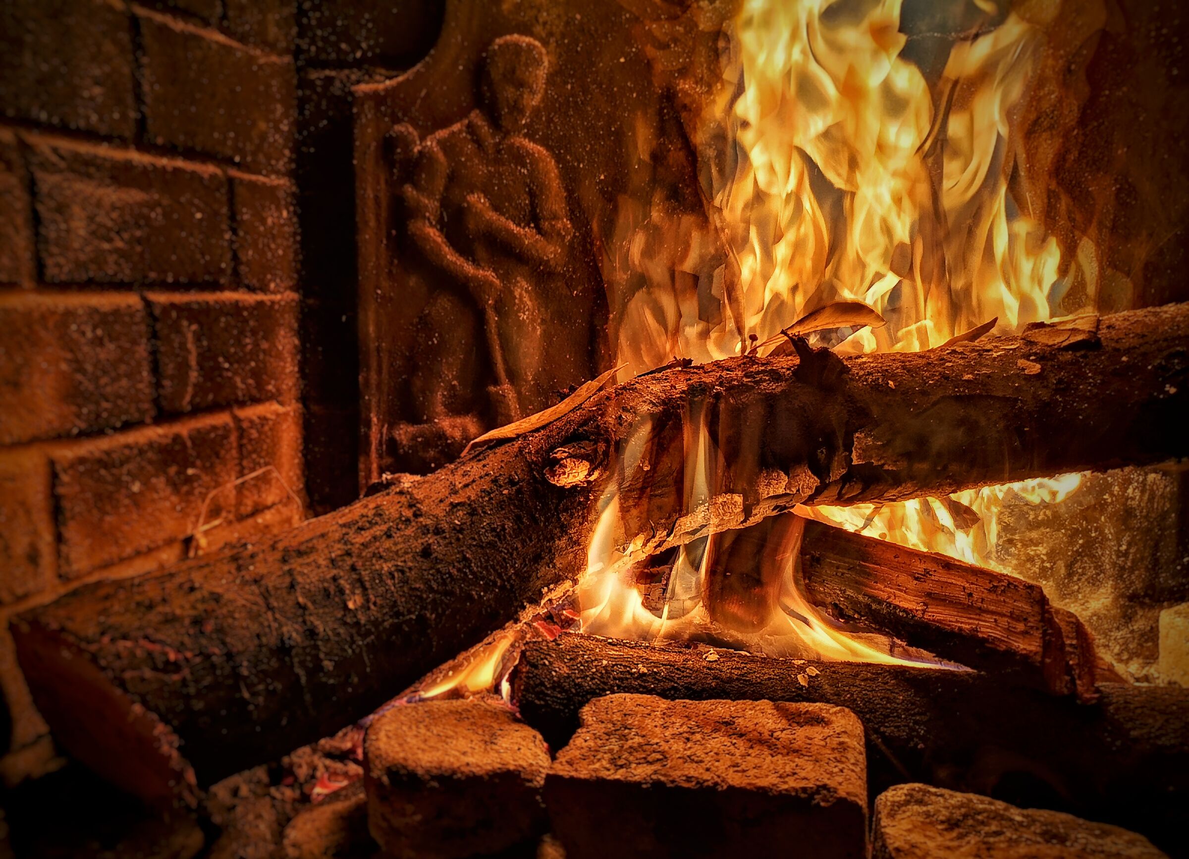 The heat of the fireplace