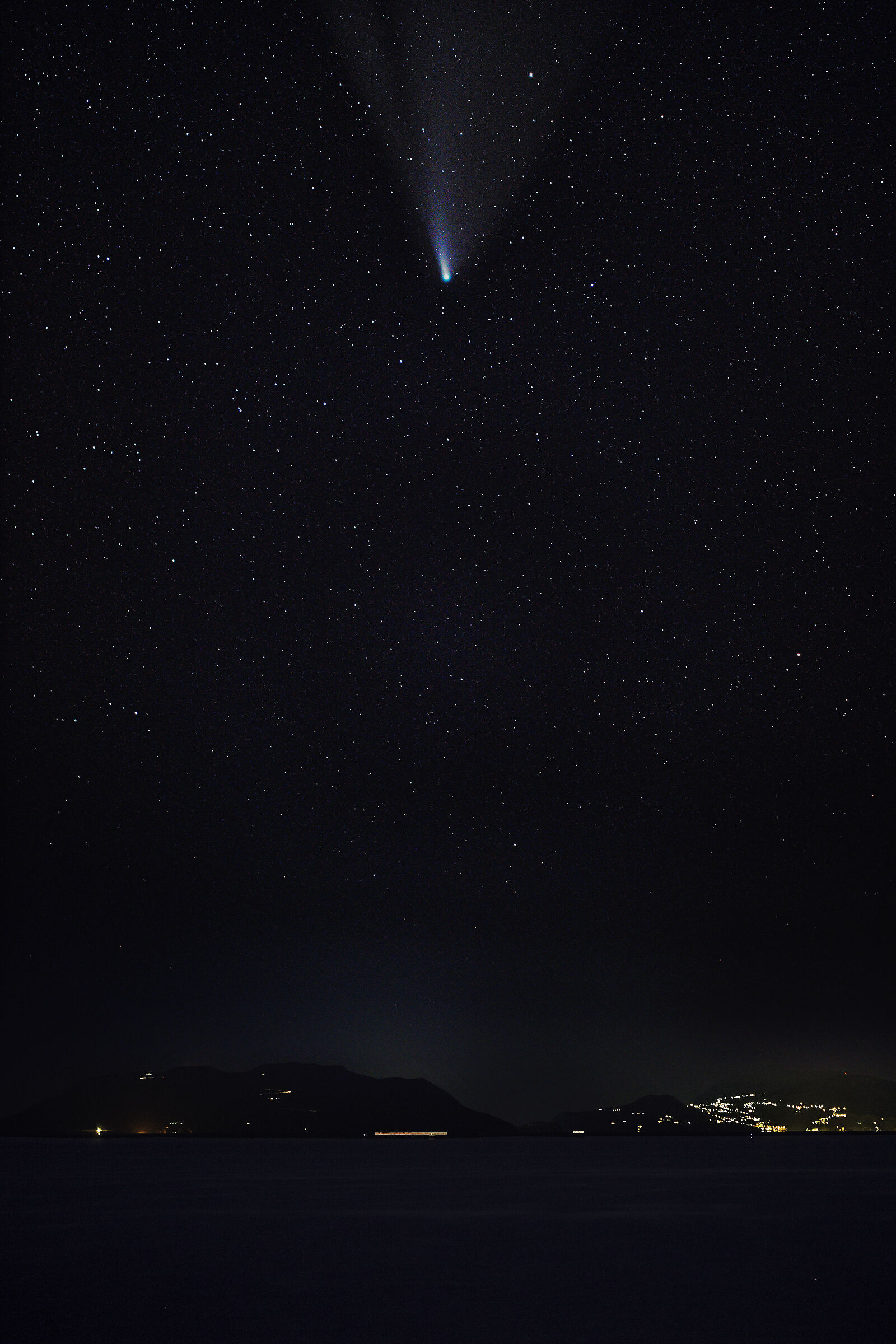 Comet Neowise over the Aeolian Islands