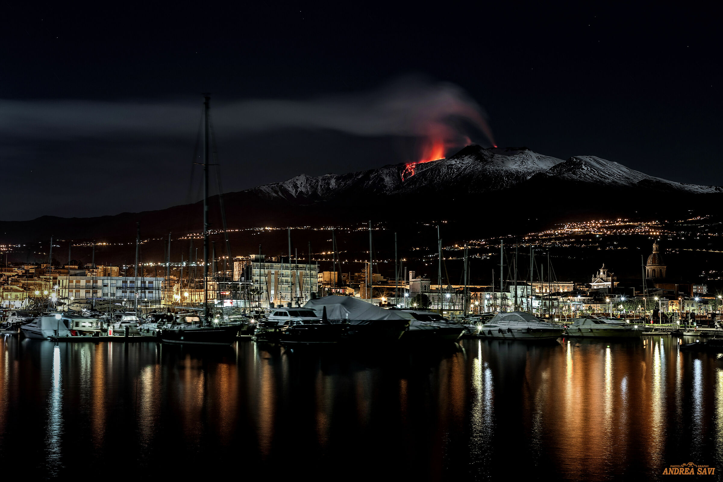 Etna seen from the port of Riposto (CT)
