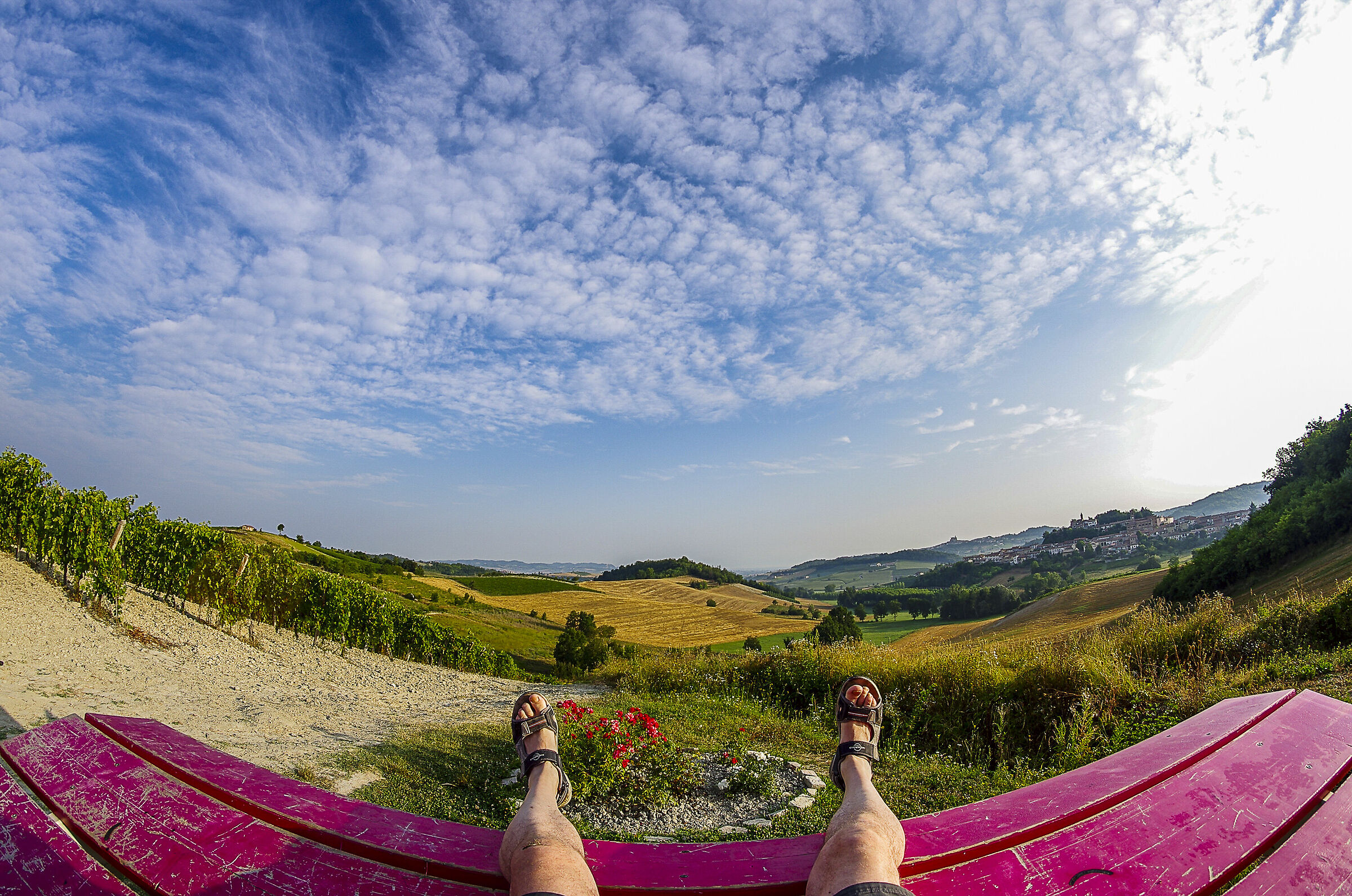 Sulla panchina gigante di Sala Monferrato