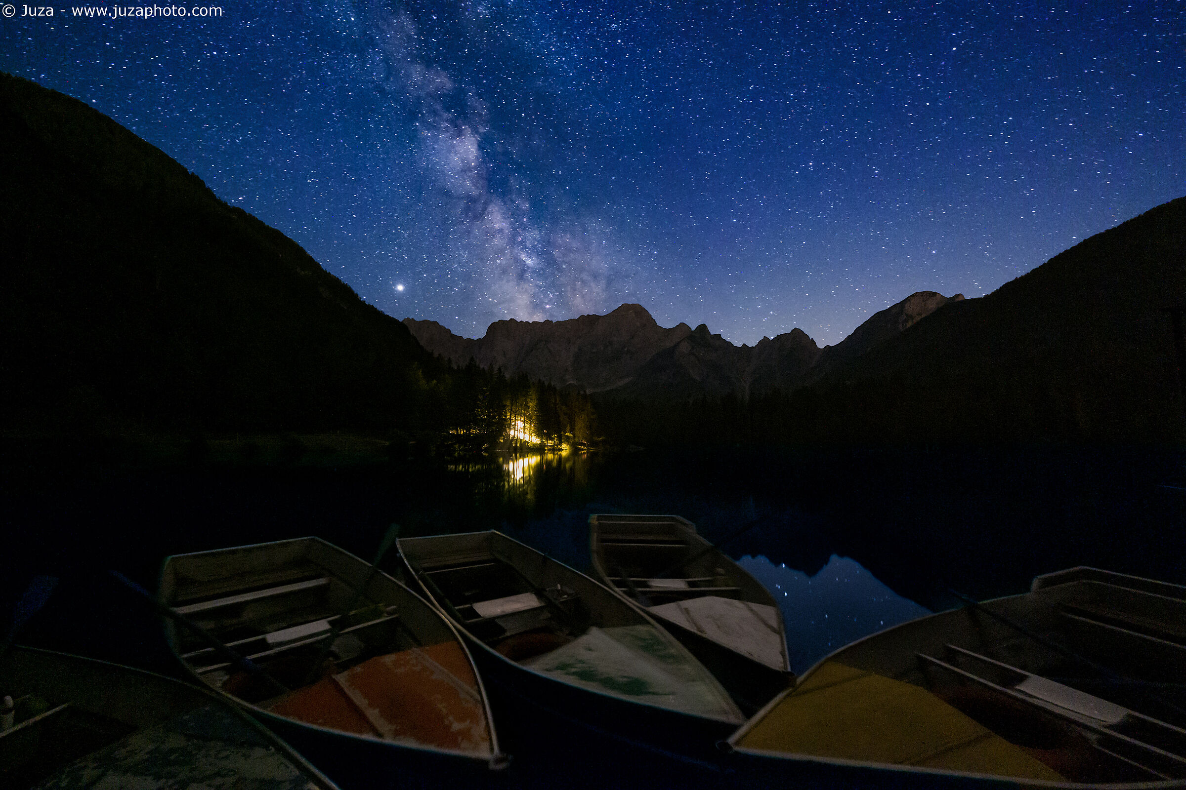 Boats on Lake Fusine