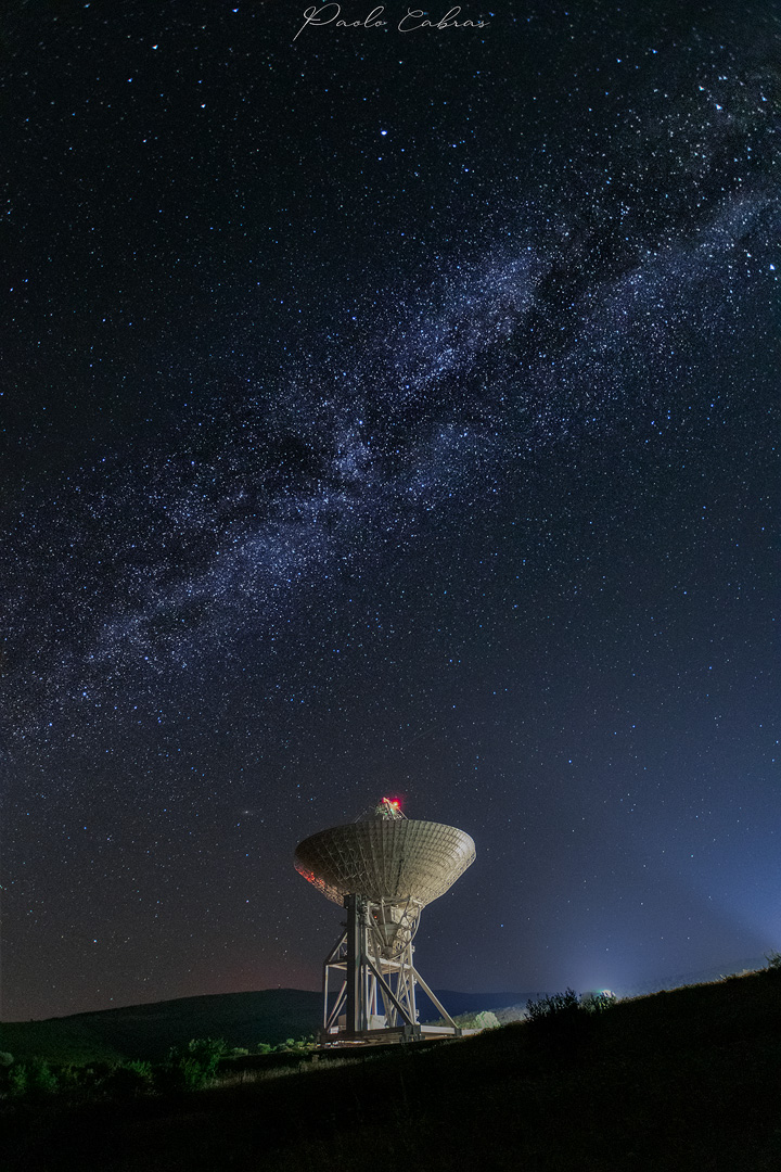 Milky Way and Sardinia Radio-Telescope of San Basil
