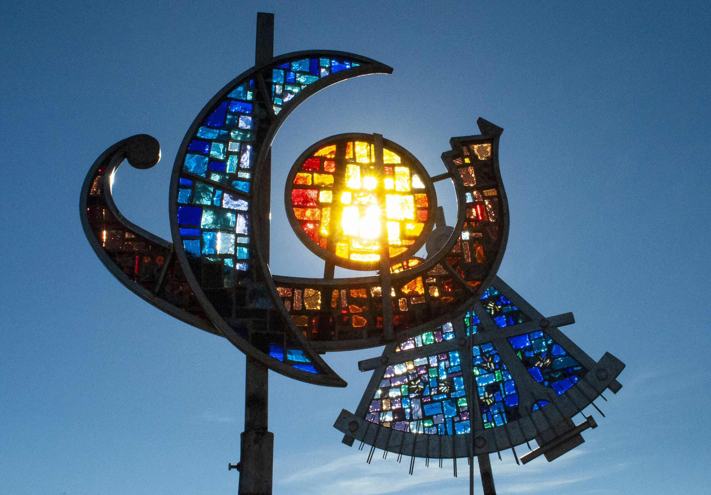 Sun and moon in Portoferraio (Elba Island)