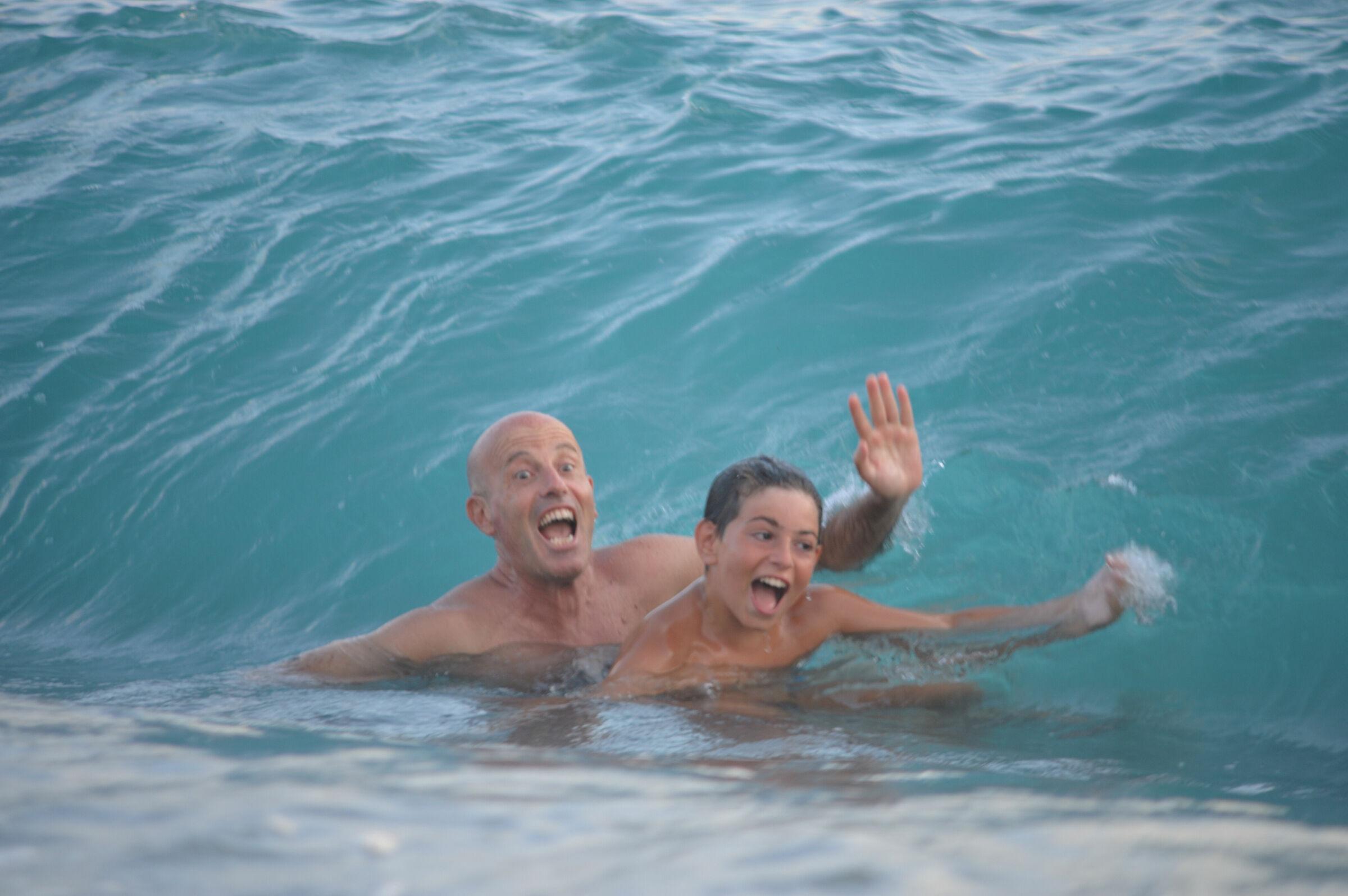 in the waves