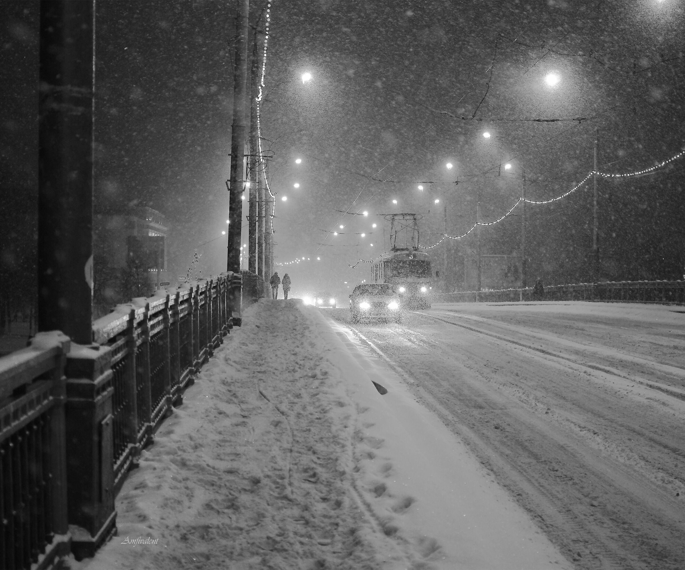 Night Snowfall and They**