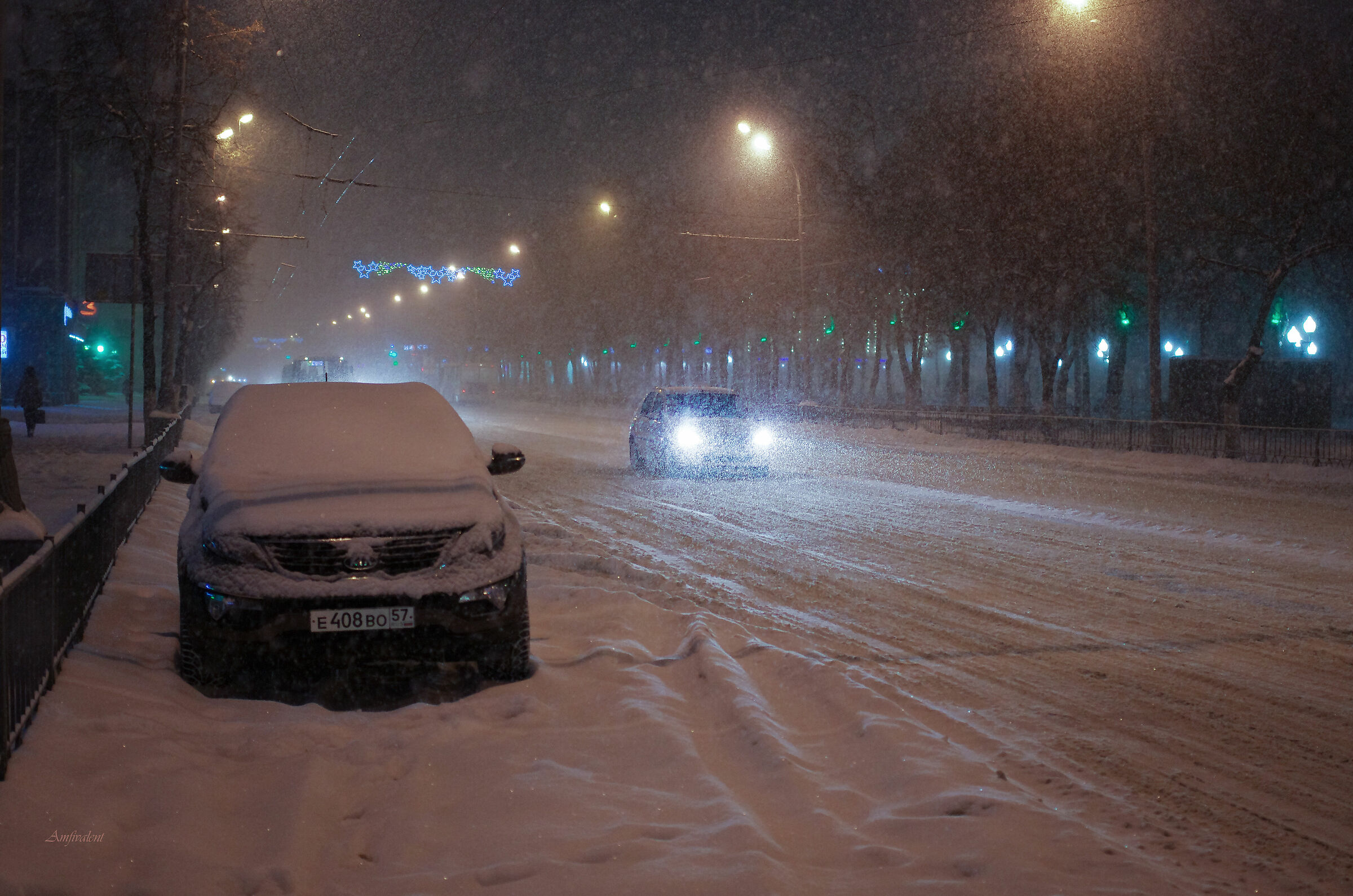 Strada nella notte d'inverno...