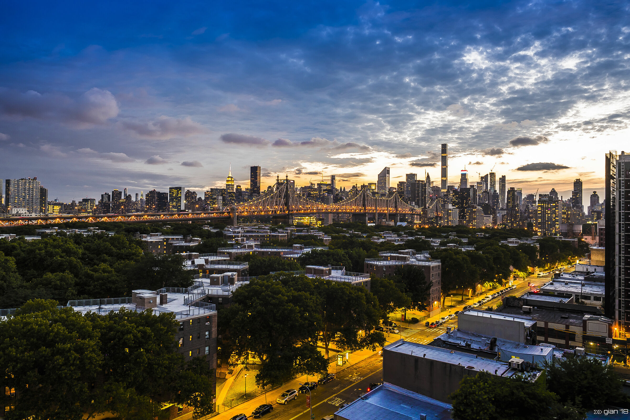 Sunset Bridge to Gotham, New York