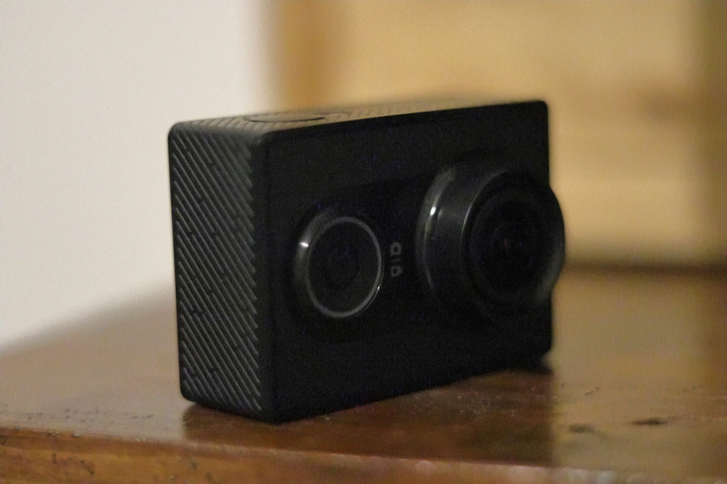 YI Action Camera on the desk shot at high ISO