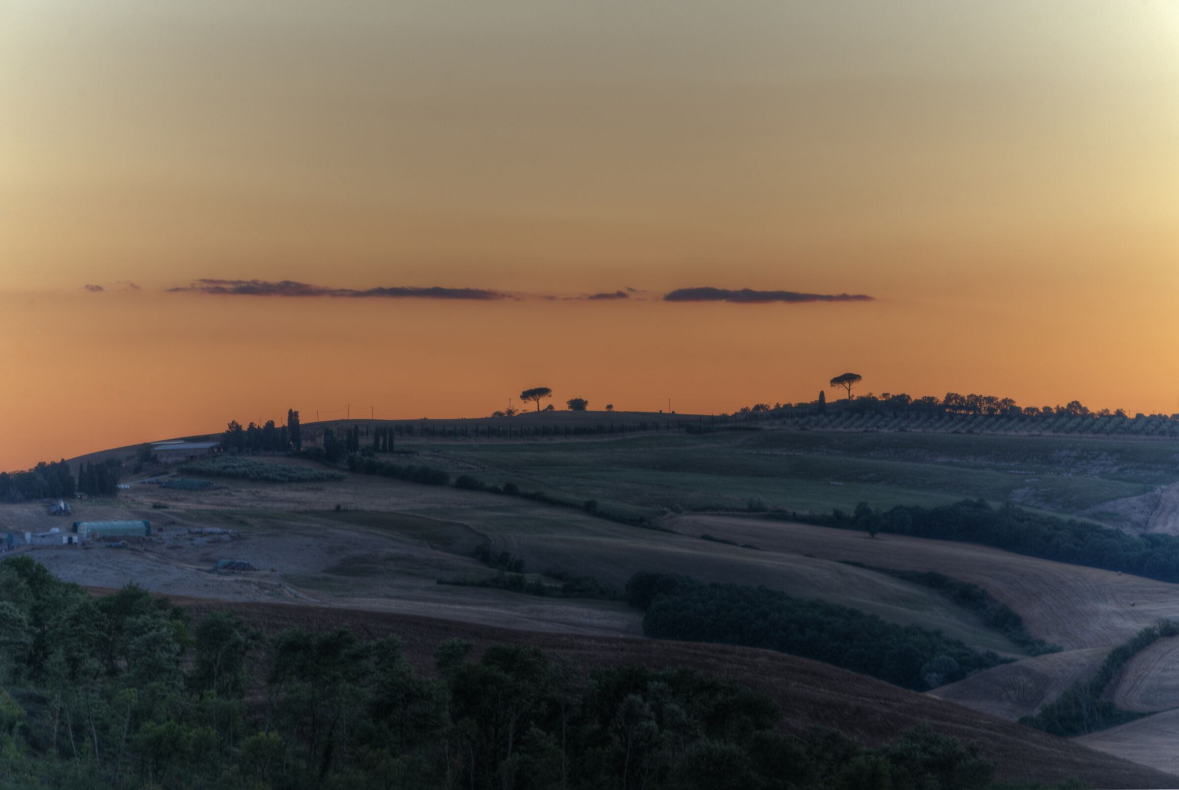 Sunset filmed, Val D'orcia