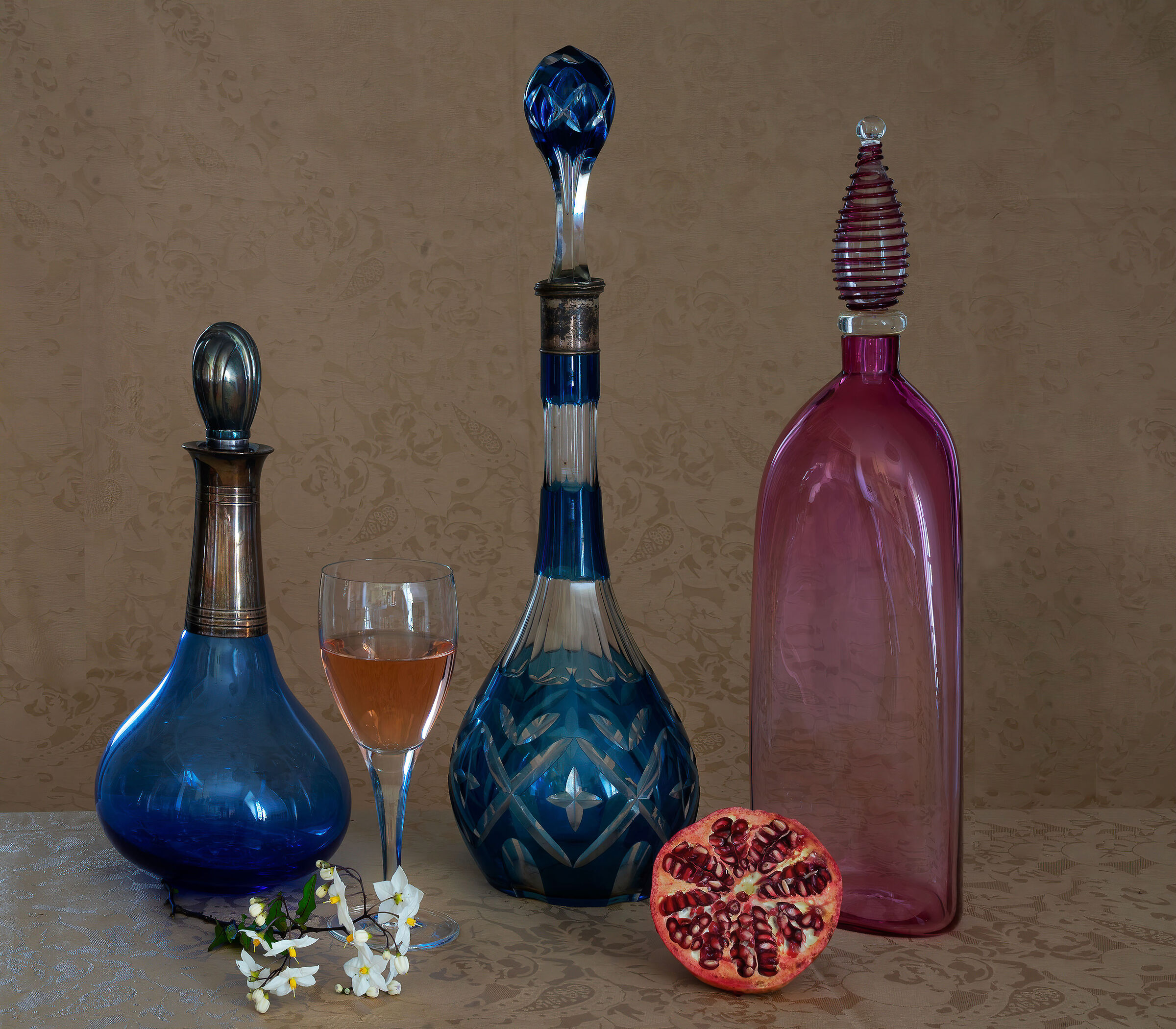 Blue, red, pink & some white