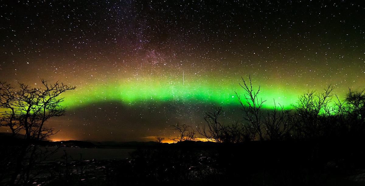 Falling Star with Northern Lights