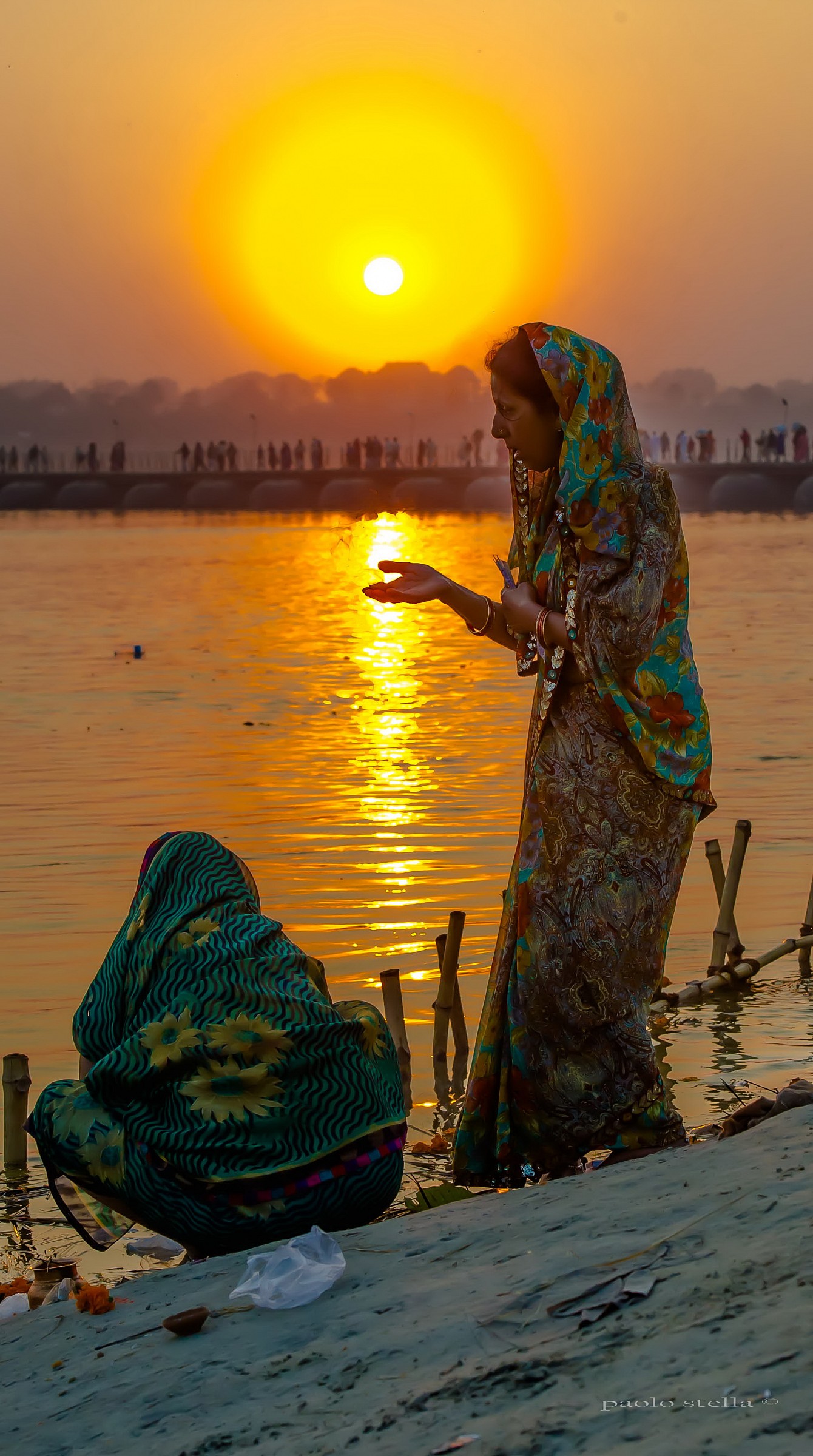 reflections at sunset on the Ganges