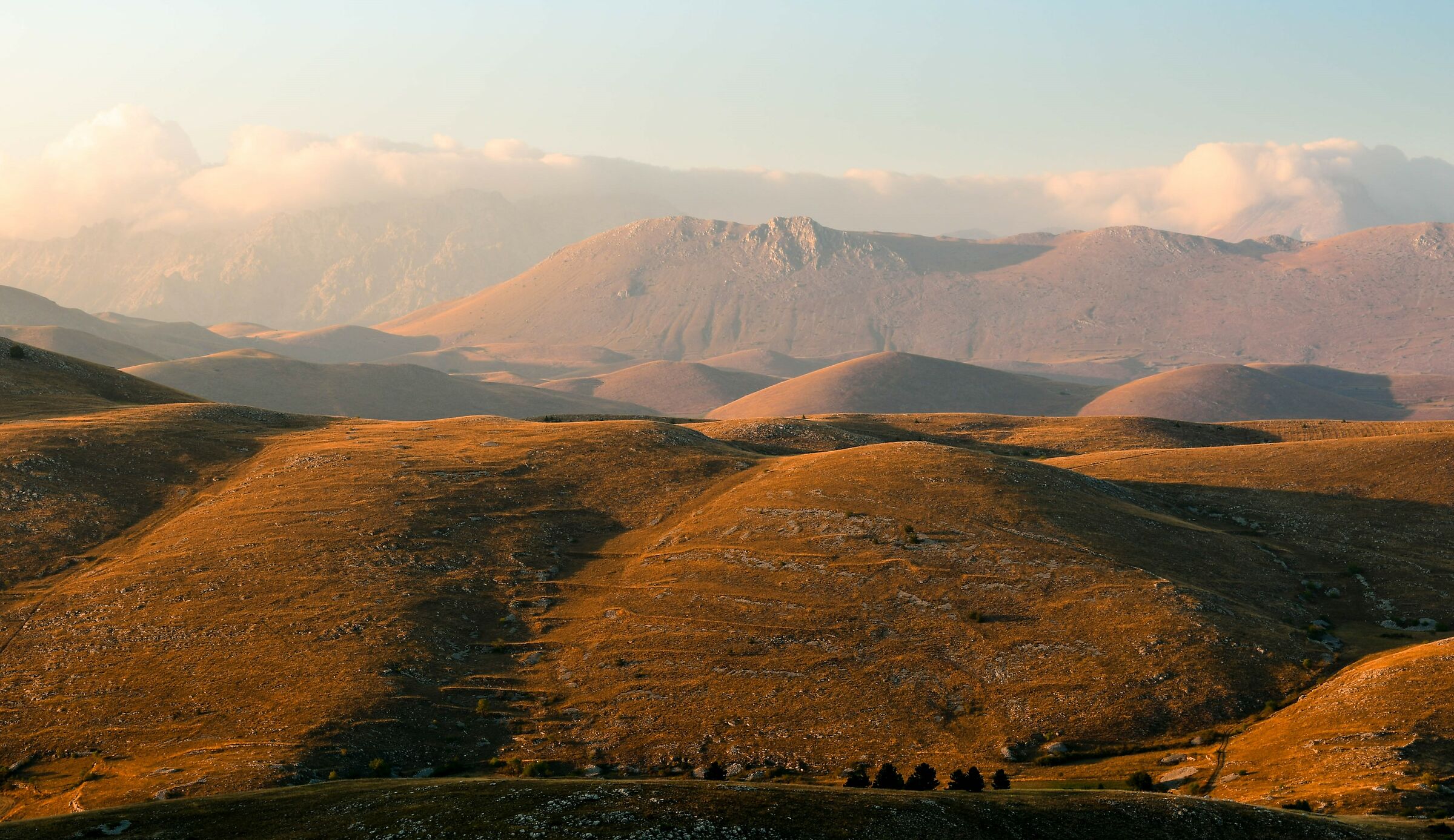 The Park of the Gran Sasso and Laga Mountains at Sunset
