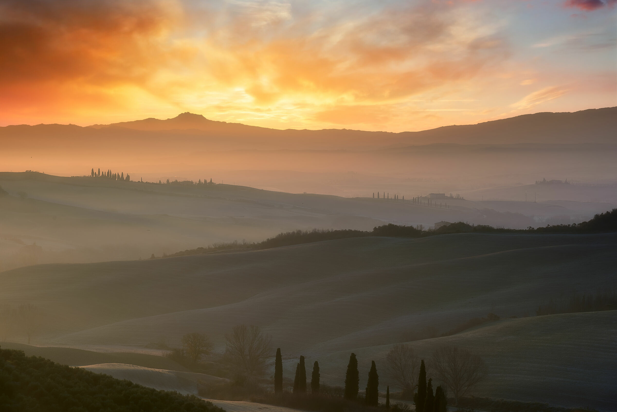 The first light on the hills
