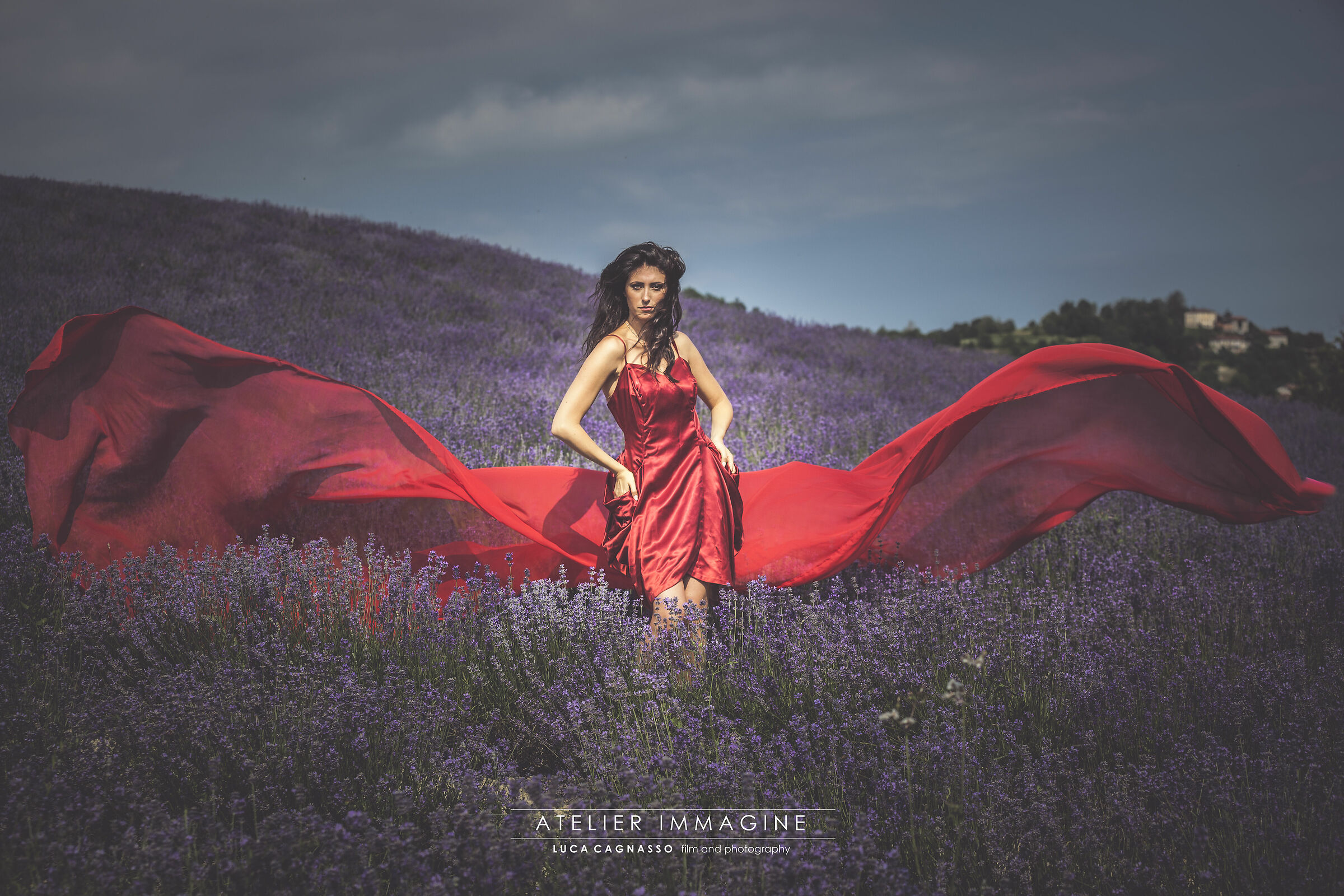 Dress red and lavander