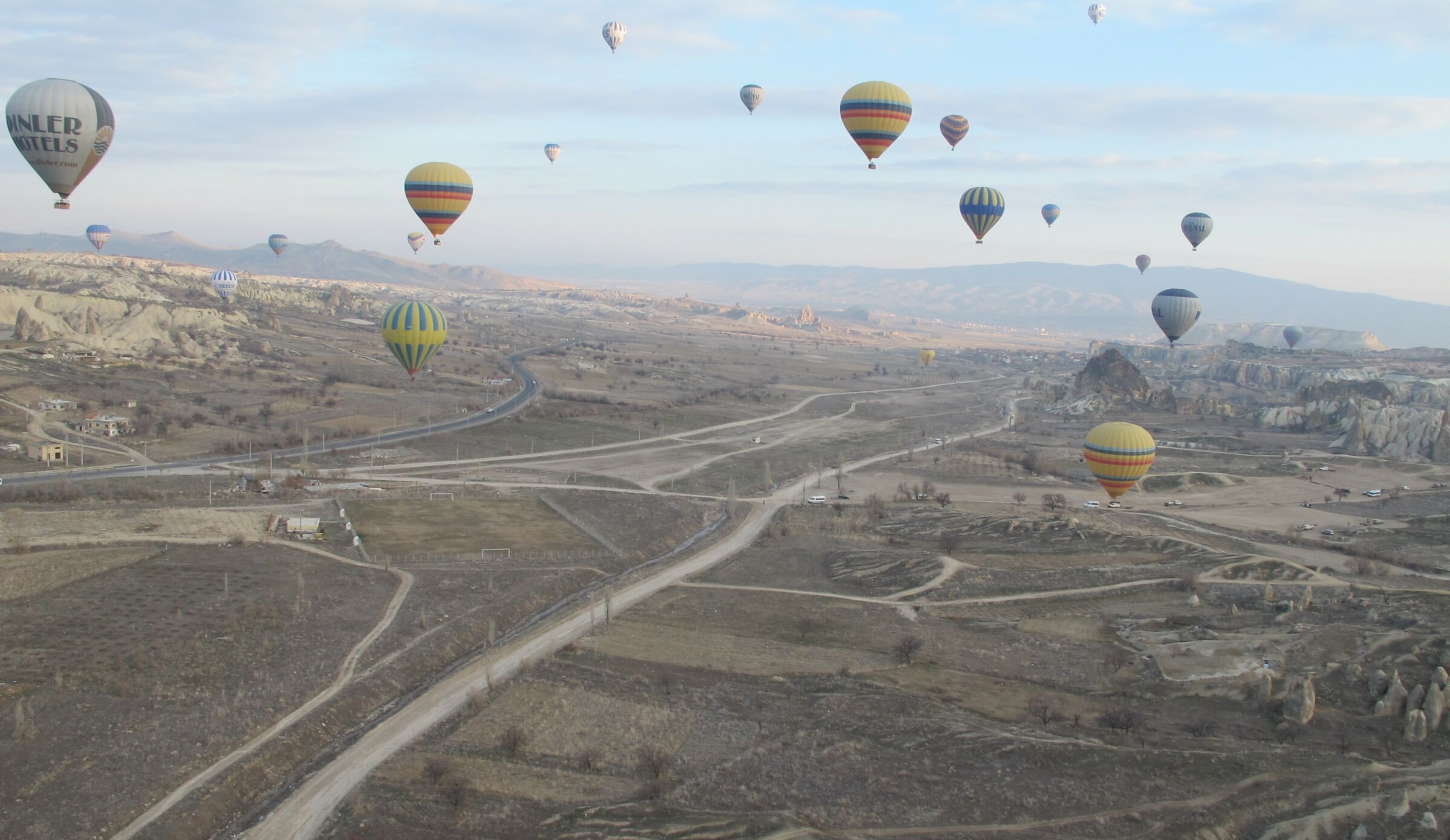 in a hot air balloon