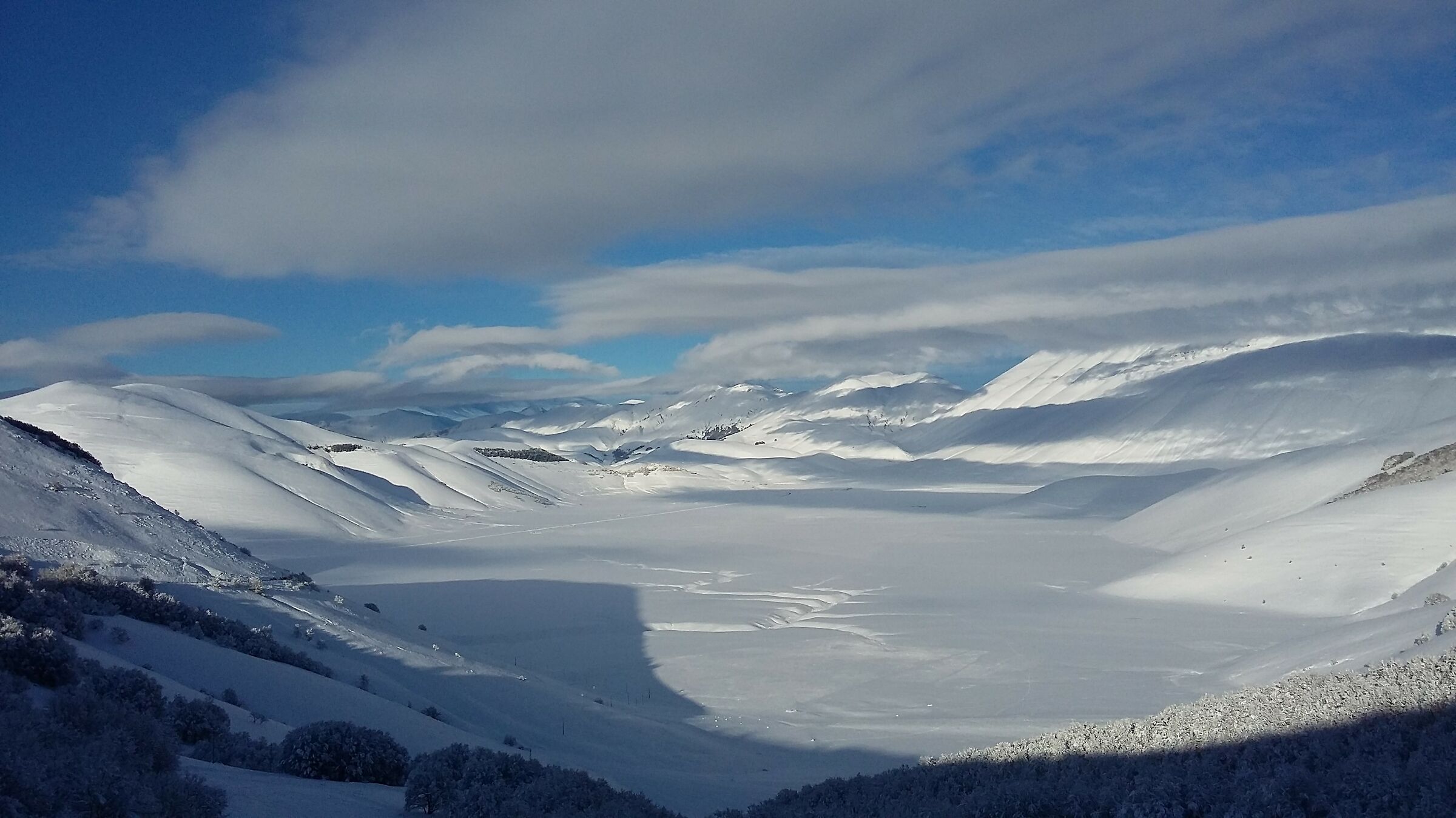 Vista sul Pian Grande innevato dicembre 2018