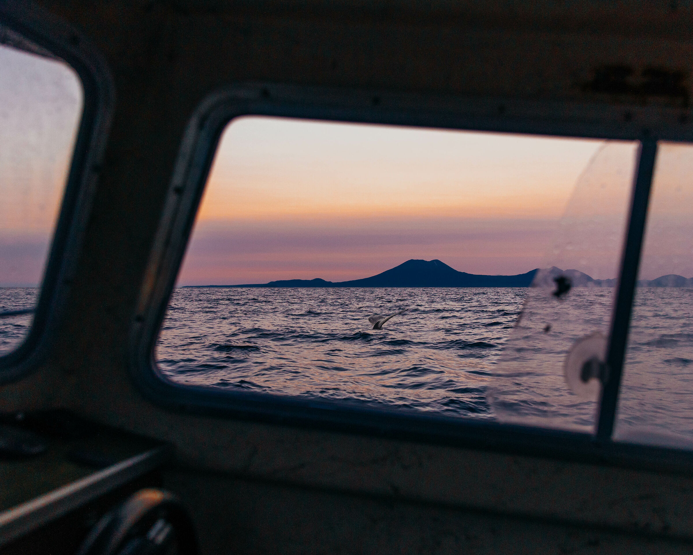 A frame of a frame of Mount Edgecumbe in Sitka, Alaska