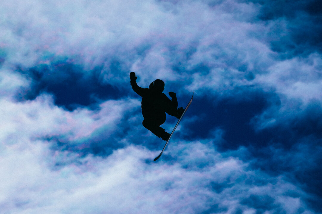 Snowboarder in the sky