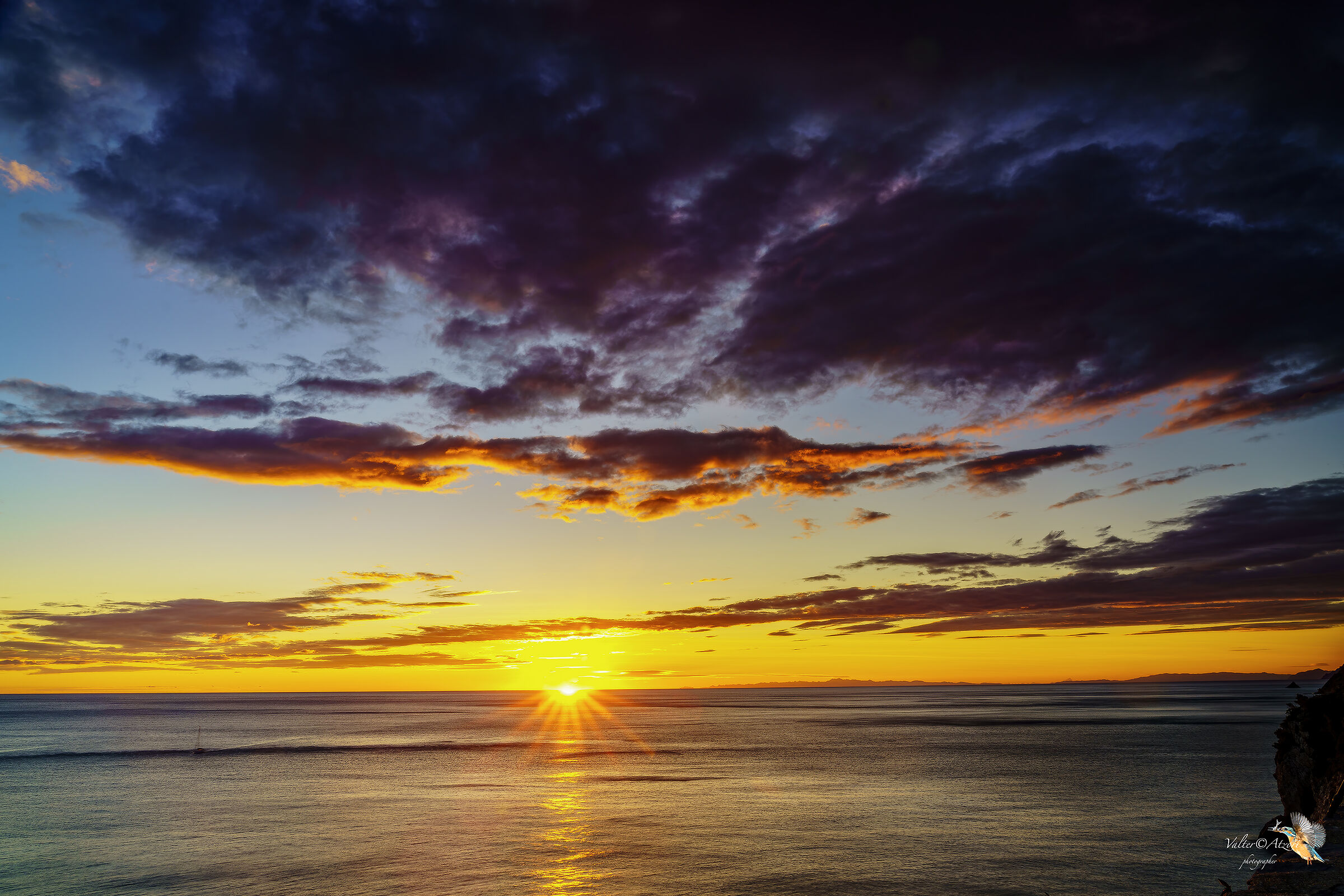 Sunset over the water