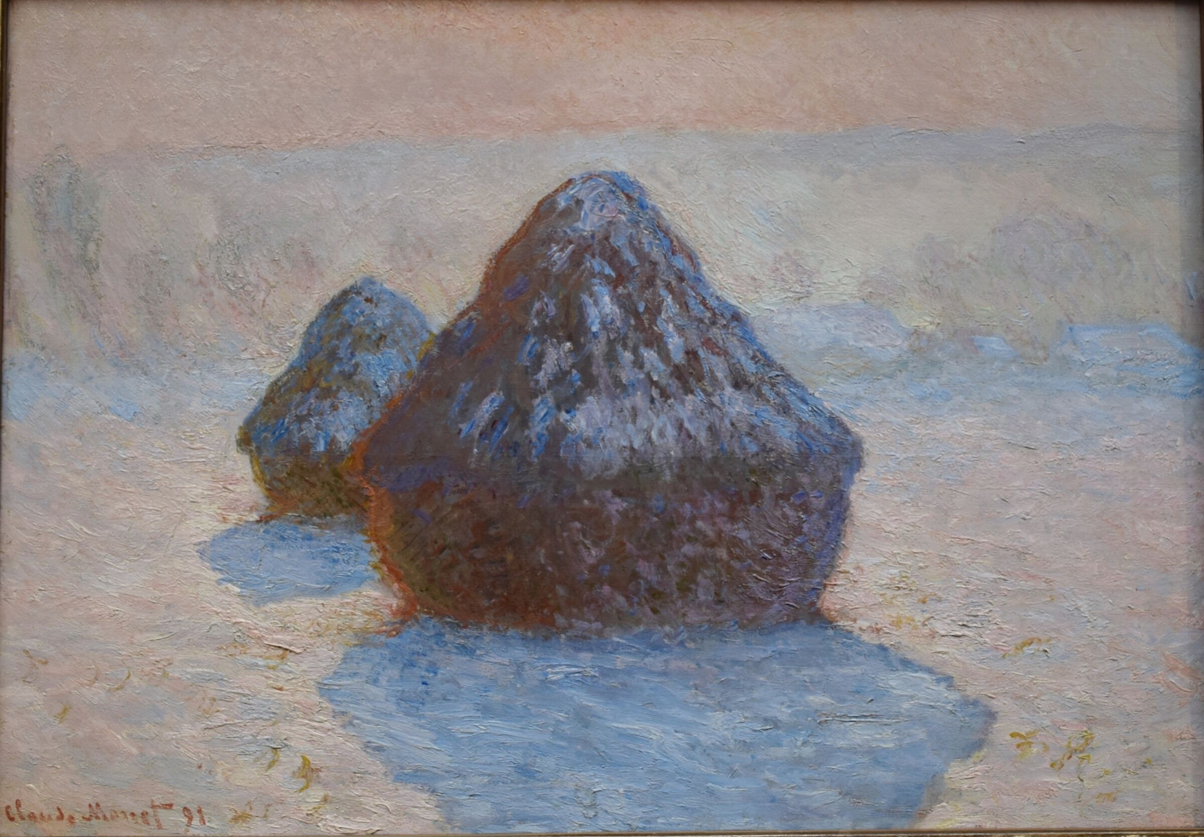 Claude Monet "Snowy haymeans"