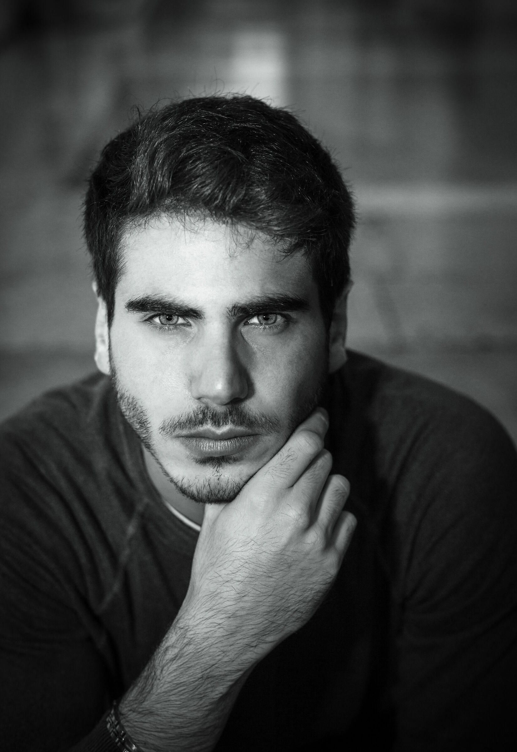 Primo piano in bianco e nero