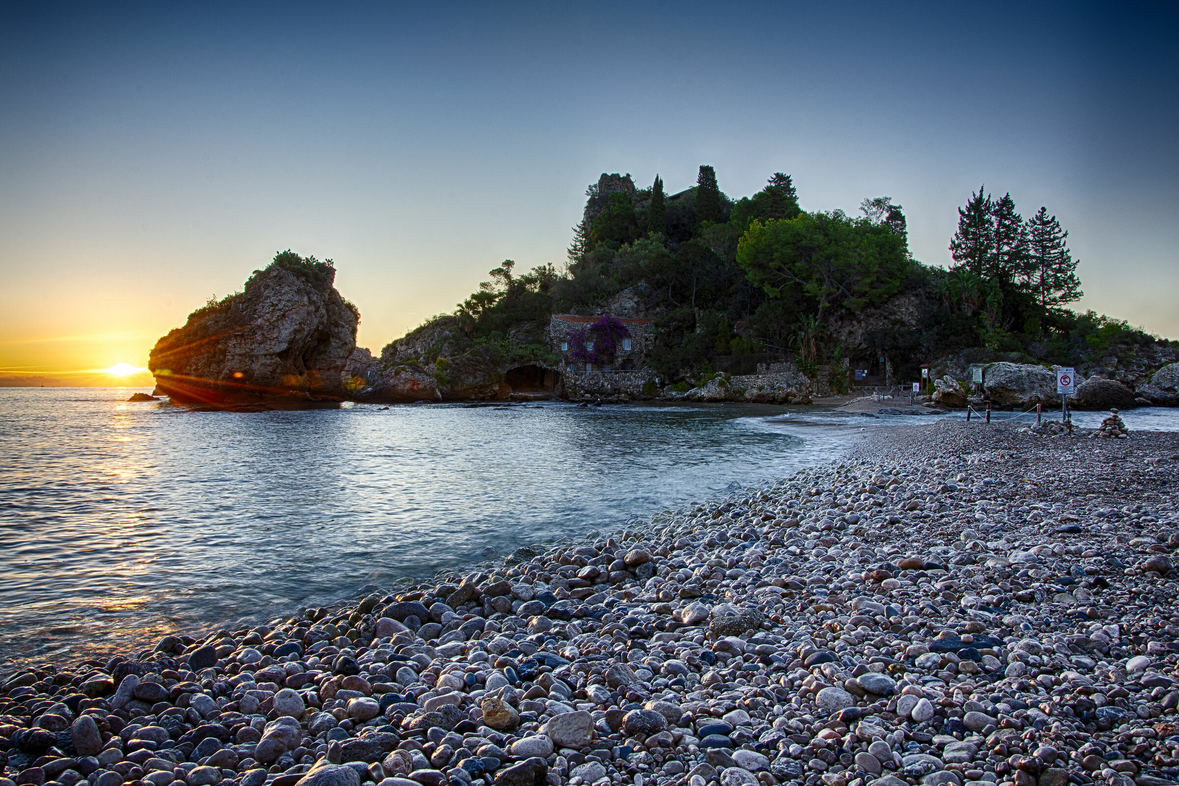 Beautiful Taormina Island hdr sunrise