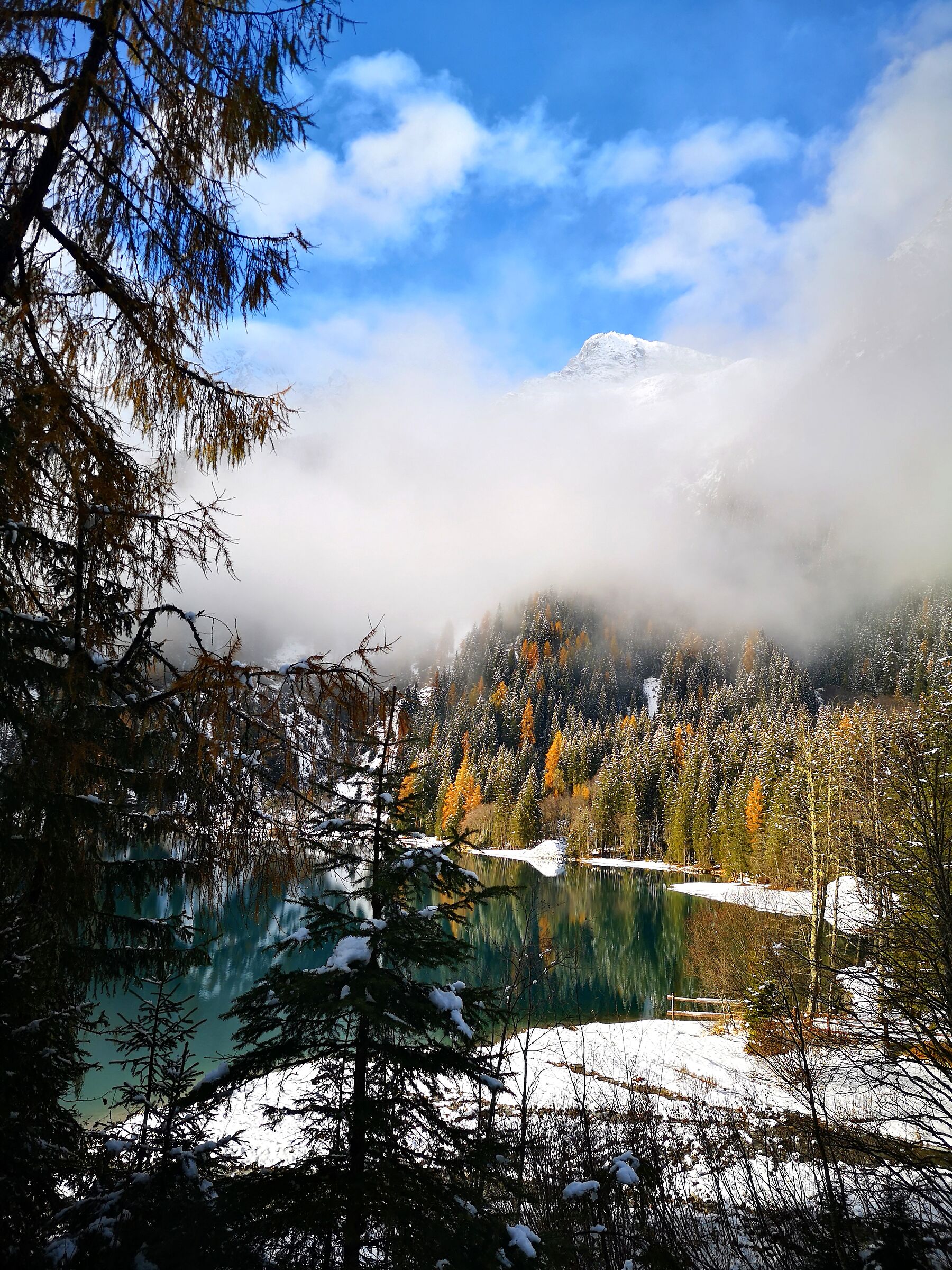 The magic of the landscape on snowy Lake Anterselva