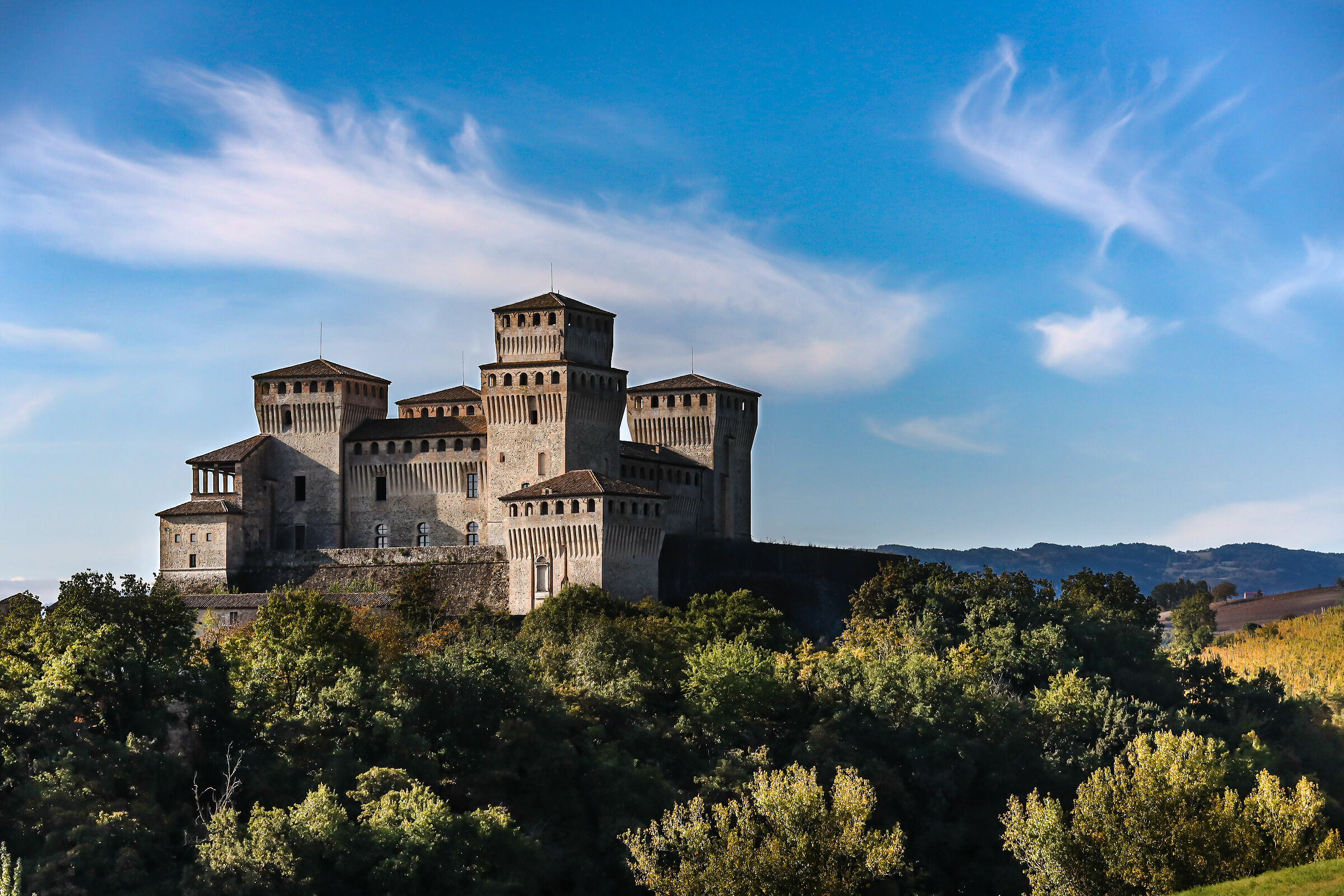 Sunrise on Torrechiara Castle