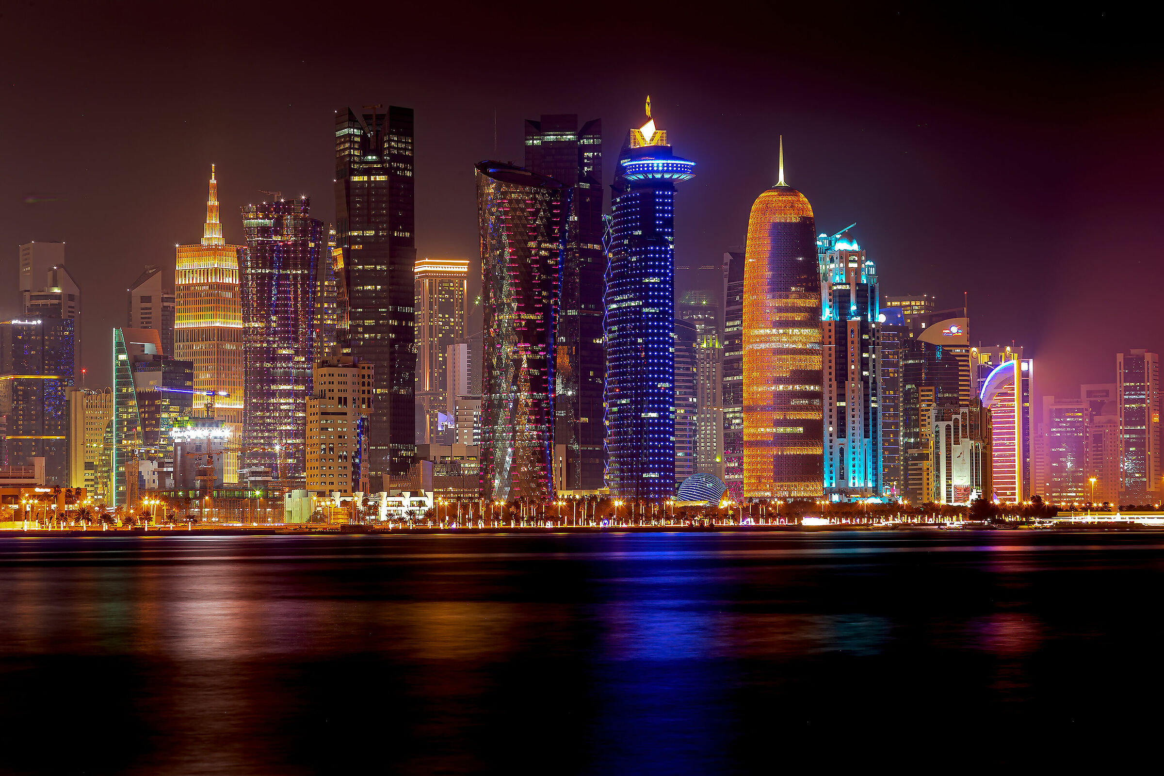Doha nightscape from Camargue