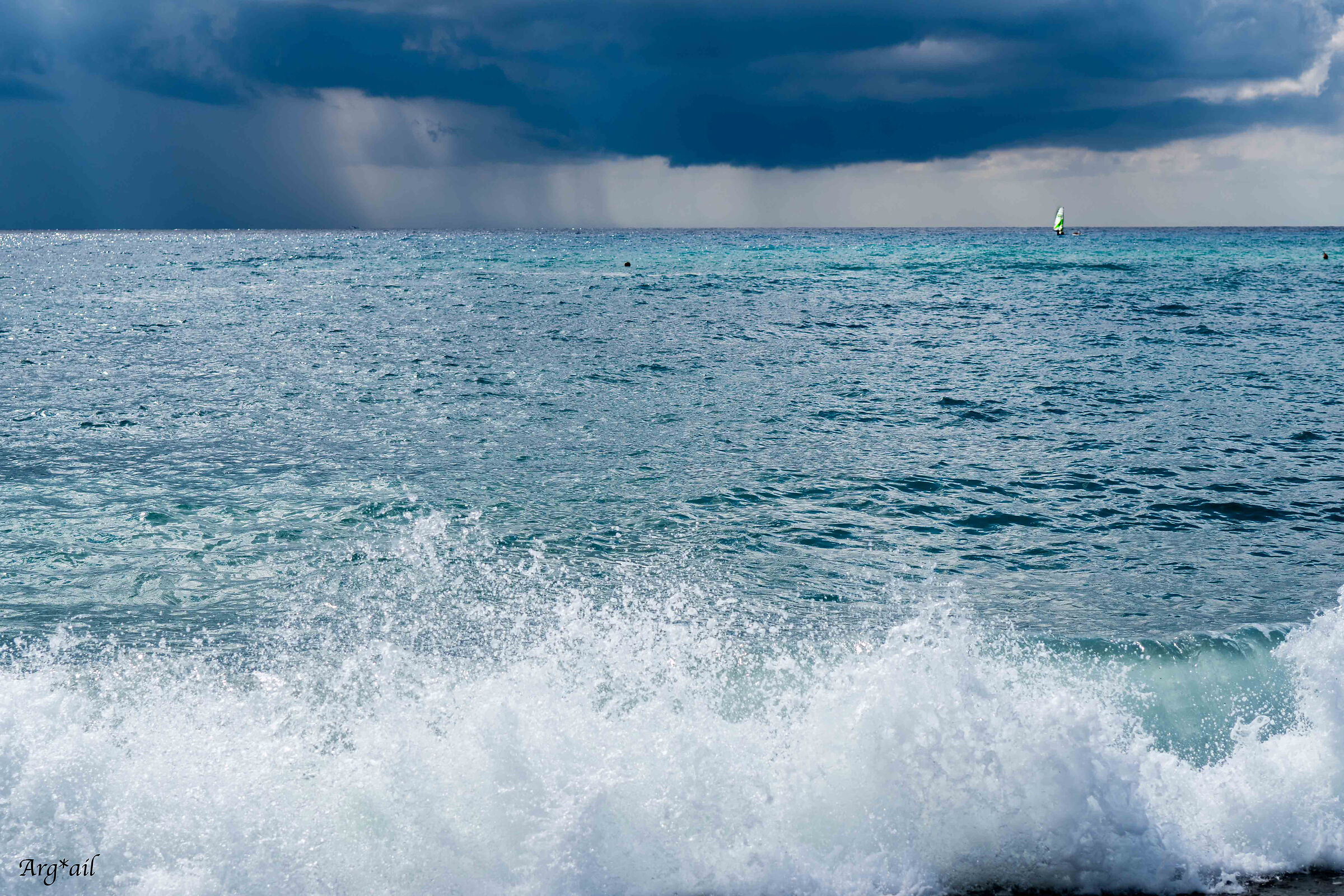 Rain on the sea