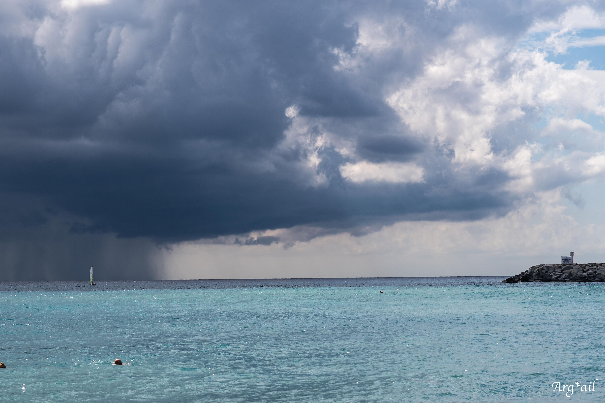 Rain on the sea