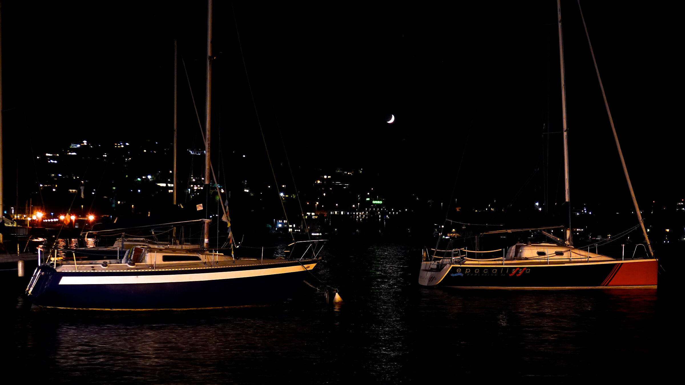 Lakefront of Lecco with boats