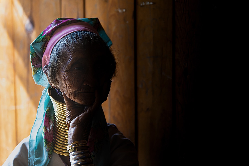 Elderly woman giraffe