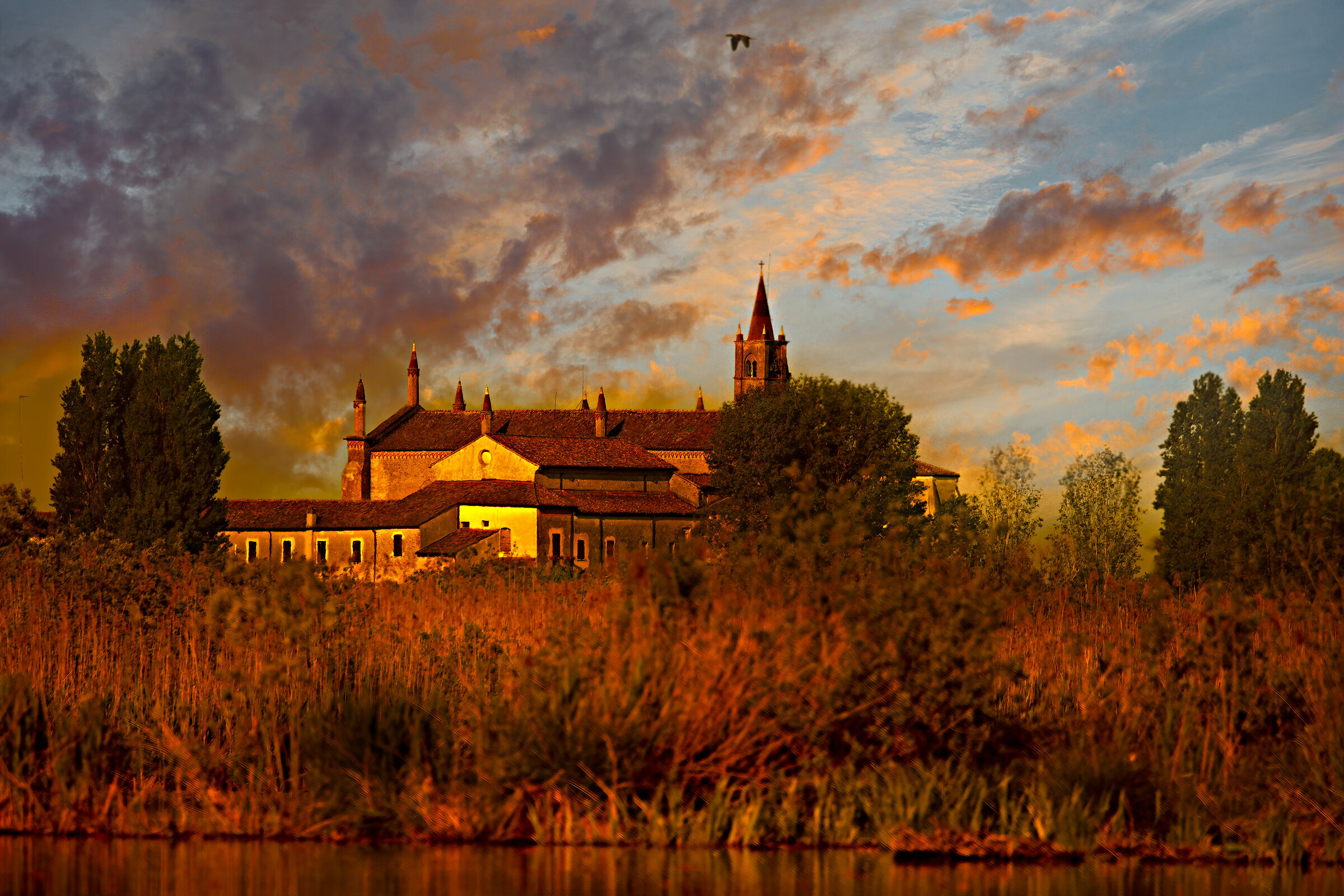 Chiesa delle Grazie vista dal Lago Superiore di Mantova