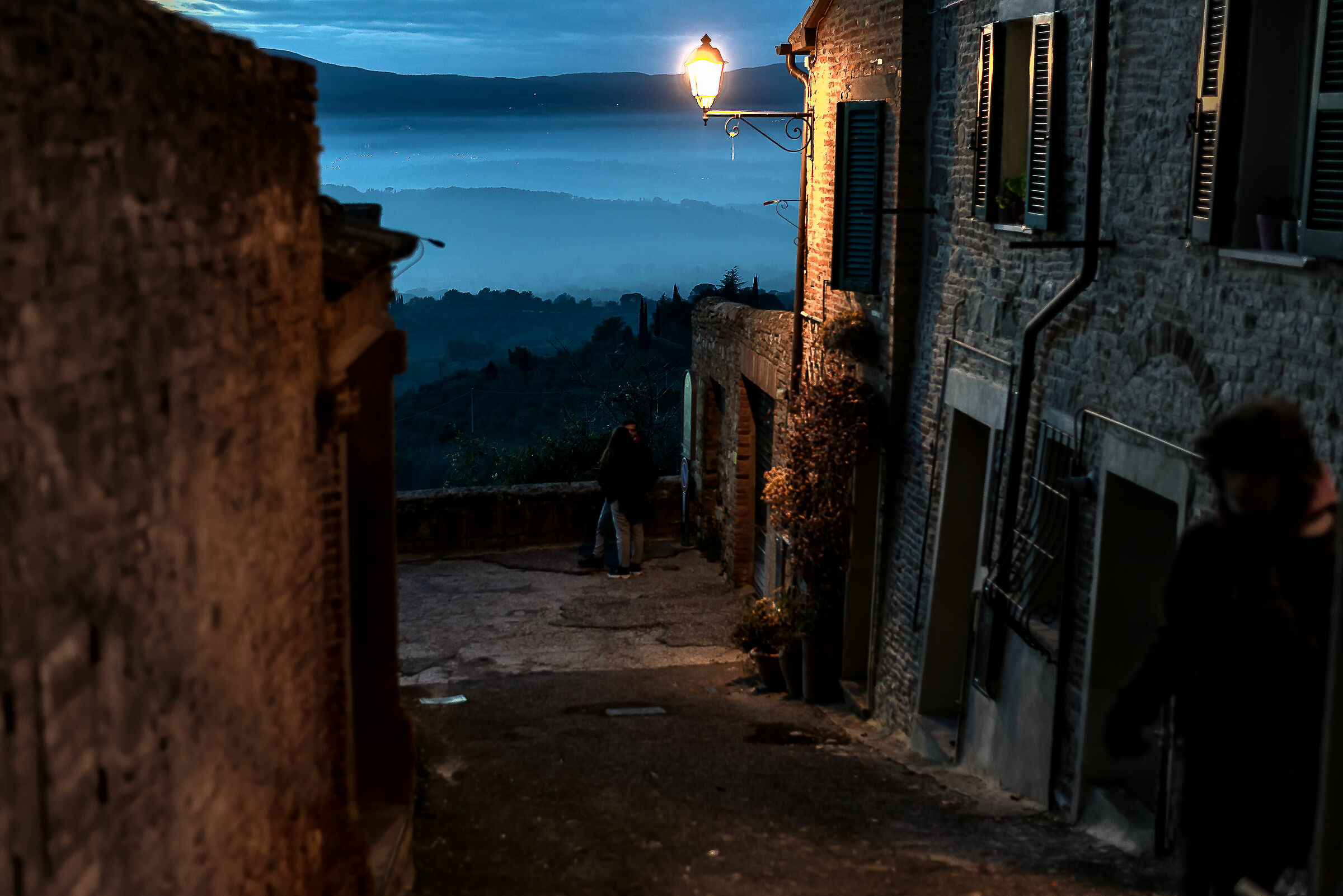city of the parish church(pg) on ... tuscany in blue hour