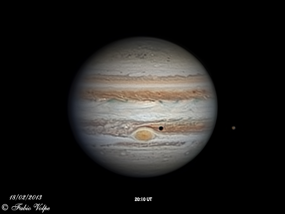 Giove con satellite "io" ed eclissi