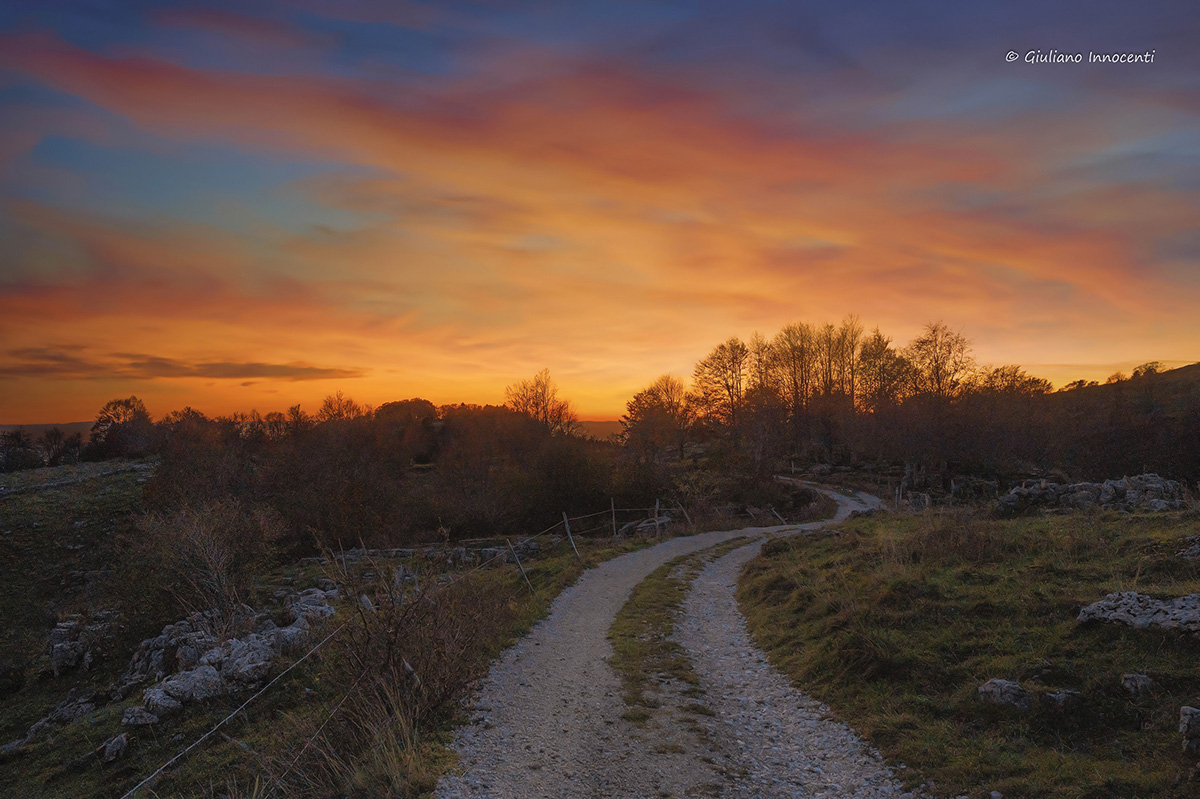 Walking along the small road...