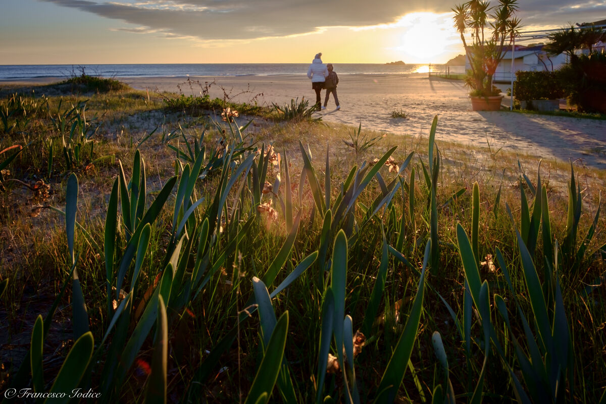 "passeggiata verso il tramonto"