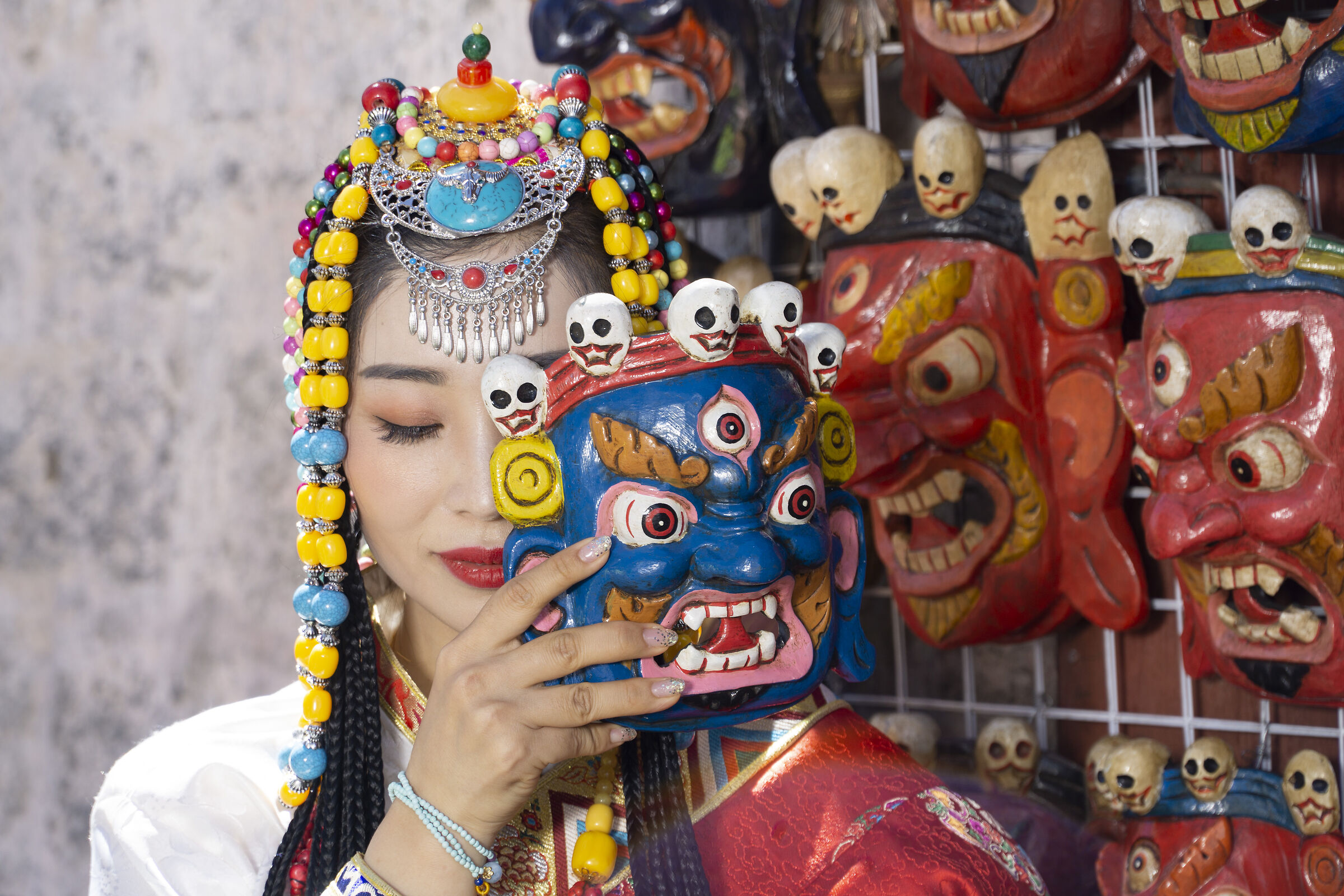 Tibet Lhasa girl in traditional clothes
