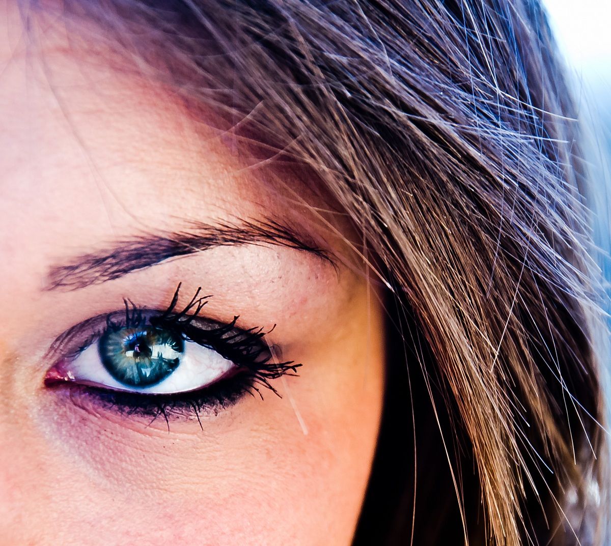 Detail of blue-green eyes