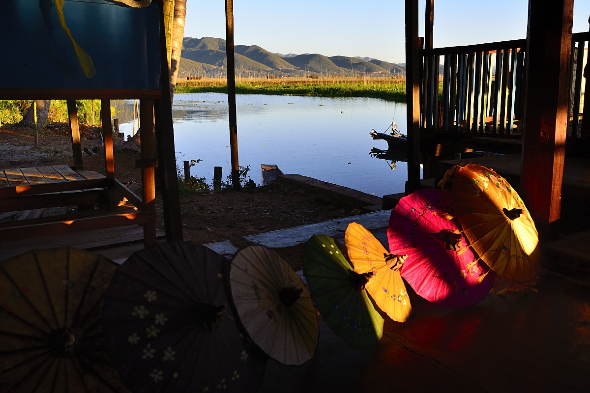 Umbrellas and Inle Lake