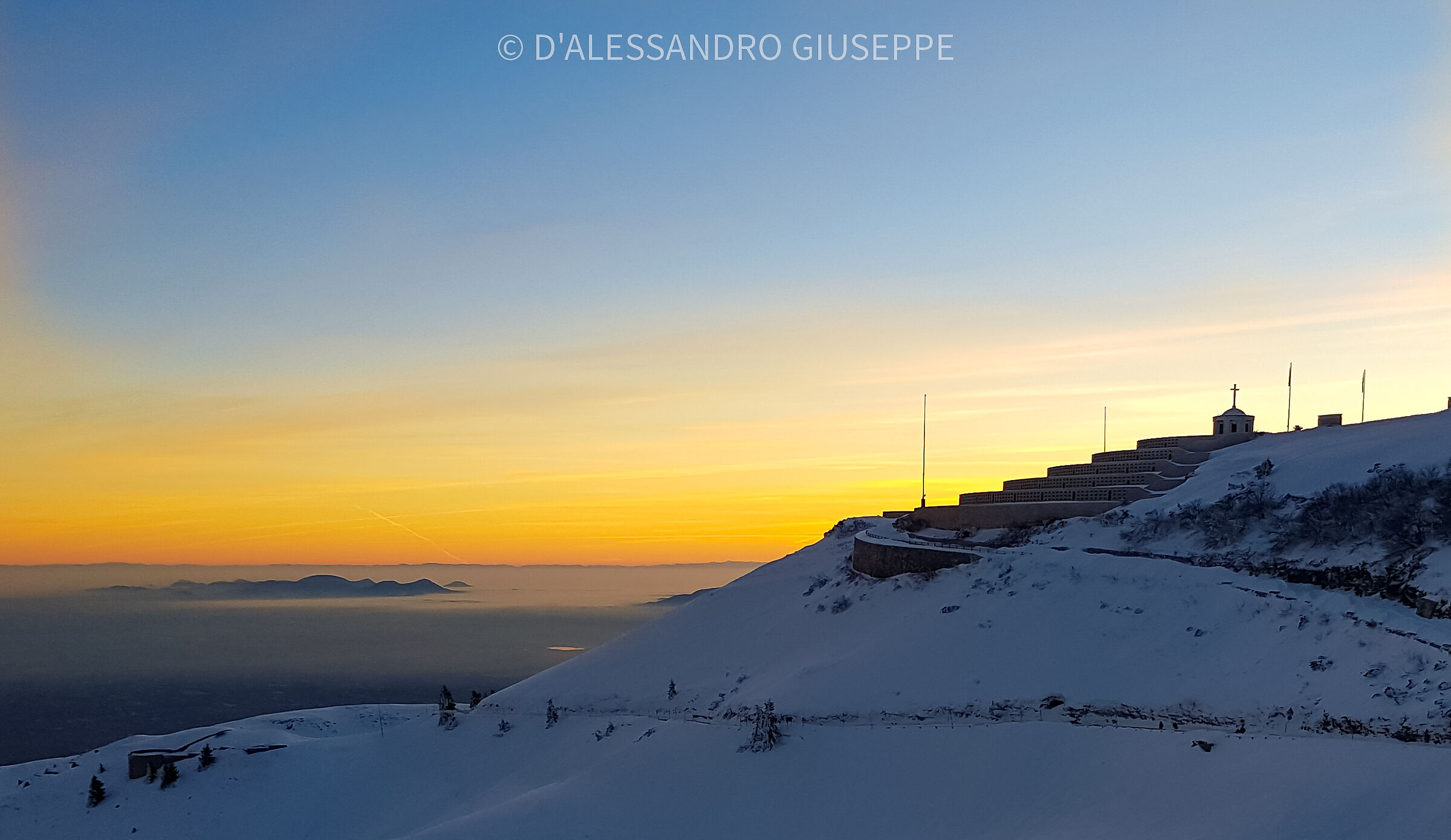Military shrine at sunset