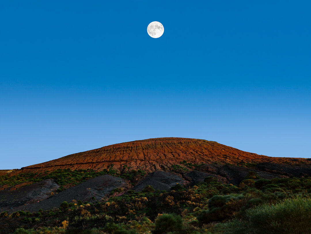 blue hour on the slopes of the volcano