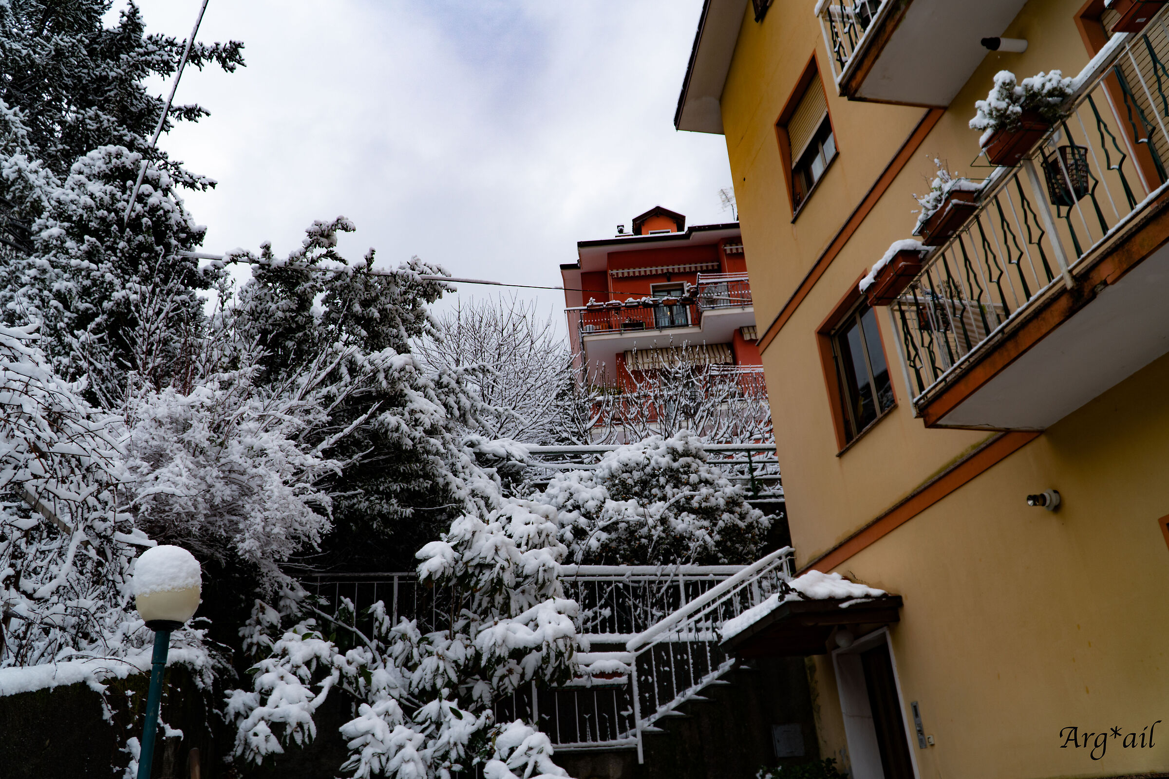 Snowy courtyard