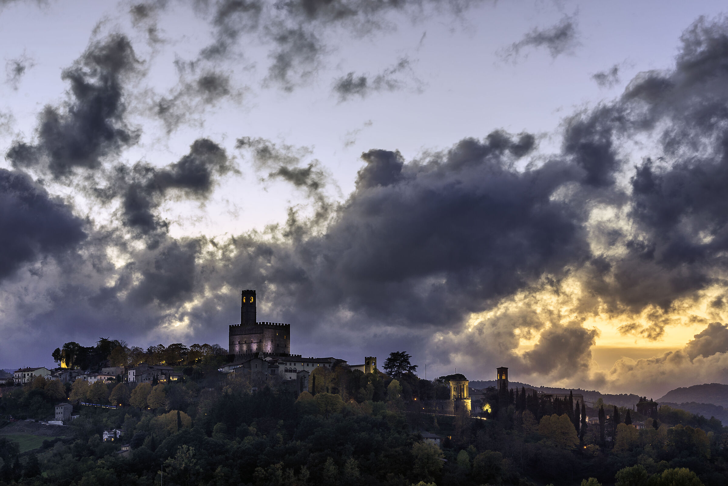 Poppi Castle at sunset