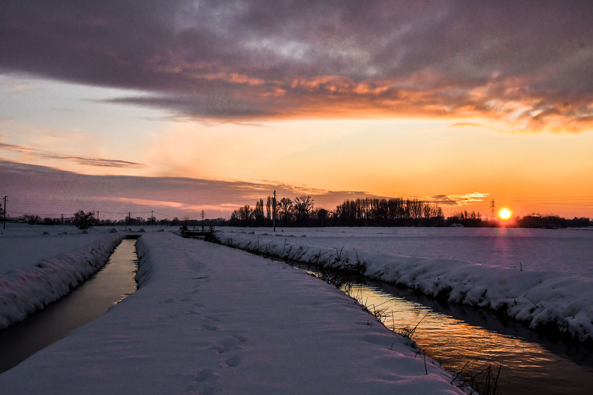 Tramonto dopo la nevicata