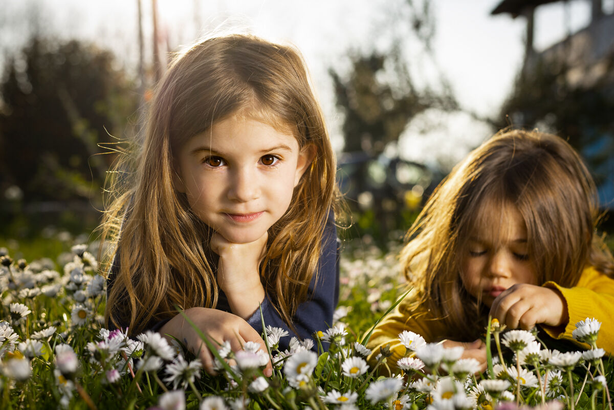 Sorelle tra le margherite